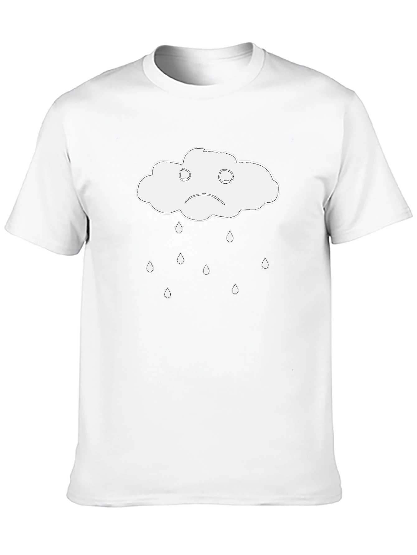 Sad Cloud Rain T-Shirt - Black Cotton Tee