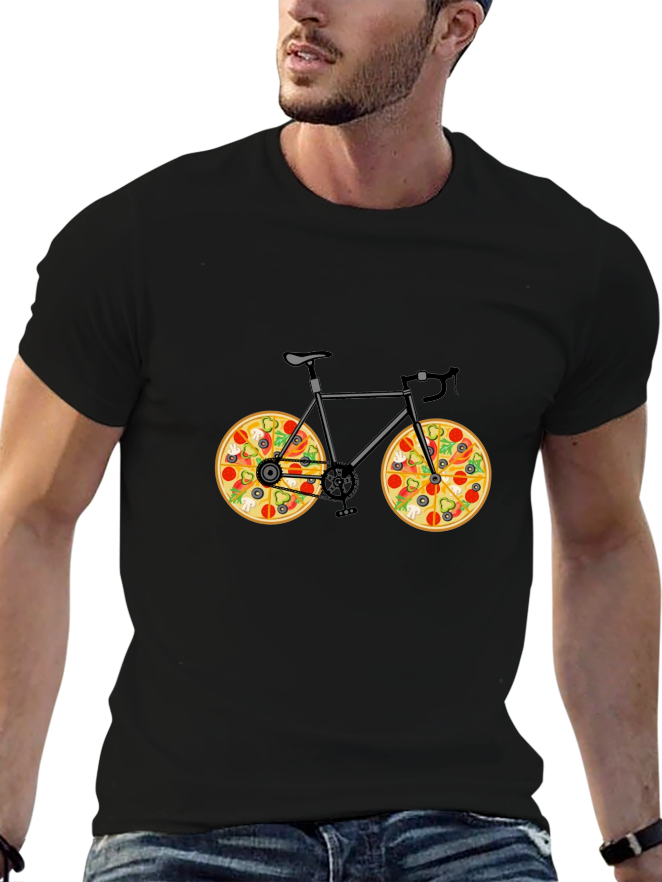Pizza Bike T-Shirt - Novelty Graphic Tee