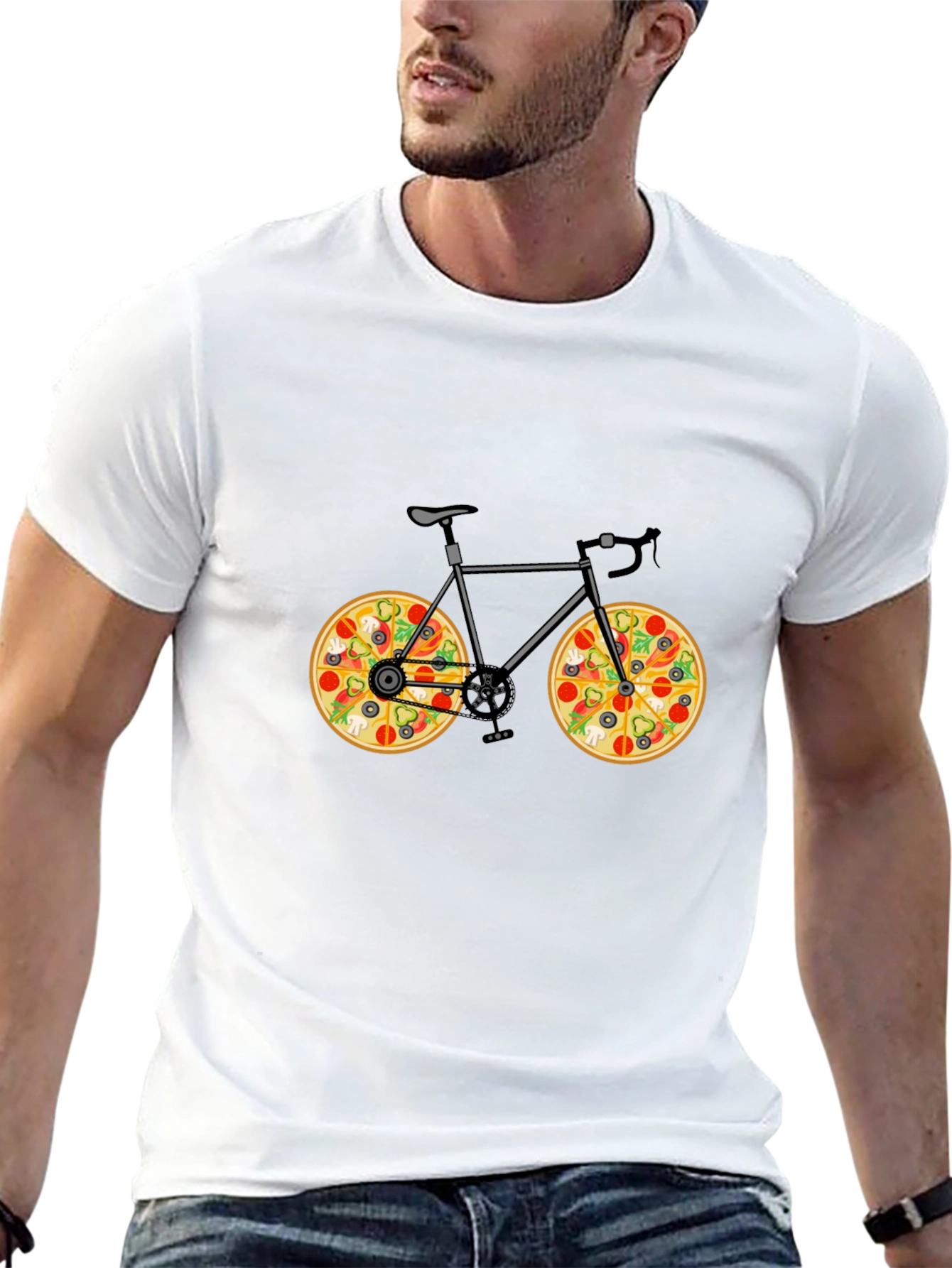 Pizza Bike T-Shirt - Novelty Graphic Tee