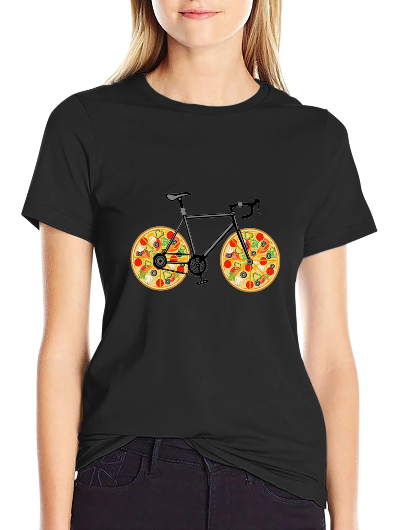 Pizza Bike T-Shirt - Novelty Graphic Tee