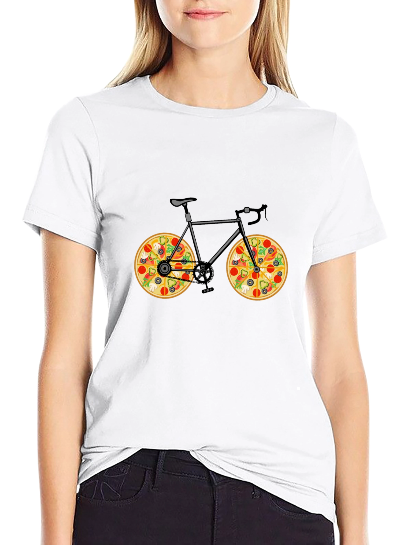 Pizza Bike T-Shirt - Novelty Graphic Tee