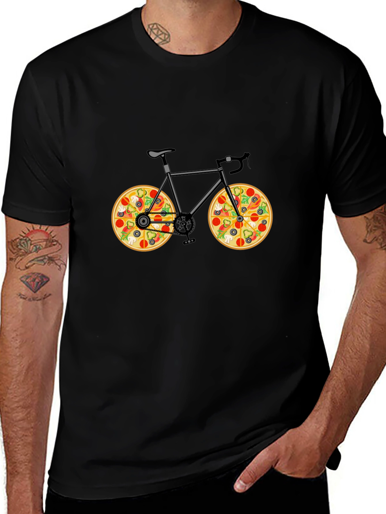 Pizza Bike T-Shirt - Novelty Graphic Tee