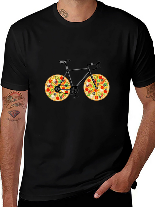 Pizza Bike T-Shirt - Novelty Graphic Tee