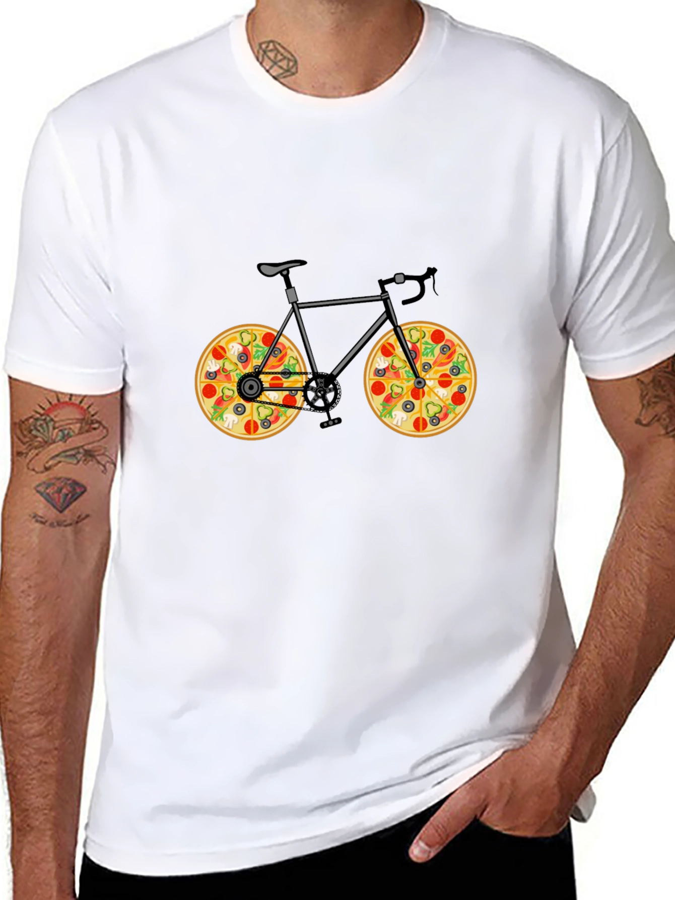 Pizza Bike T-Shirt - Novelty Graphic Tee