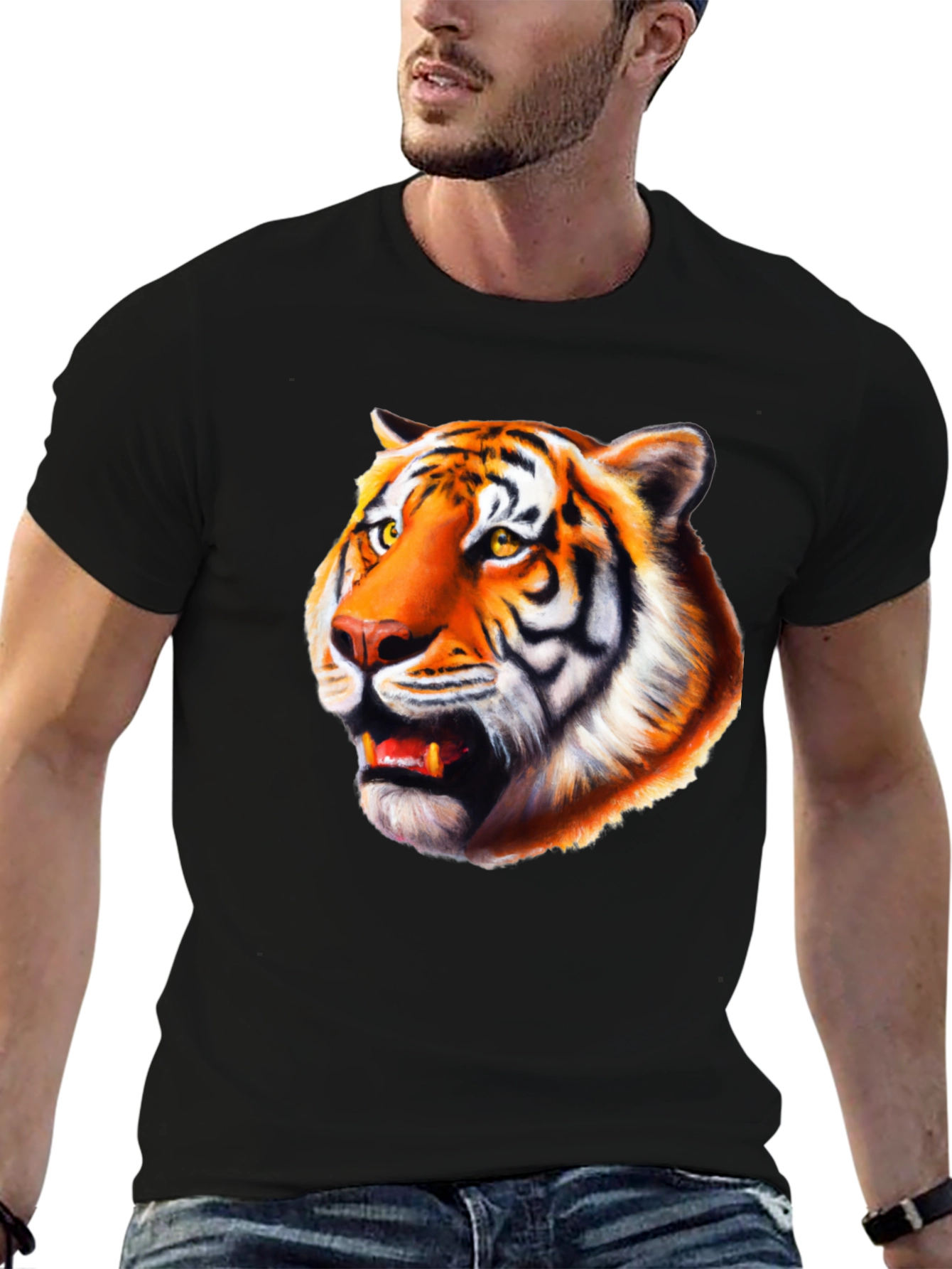 Tiger Graphic Tee - Bold Animal Print Black T-Shirt