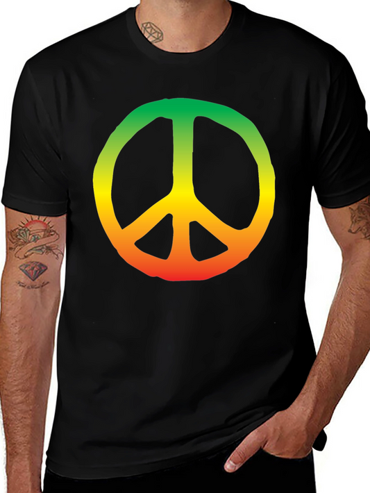 Peace Sign T-Shirt - Rasta Colors Graphic Tee