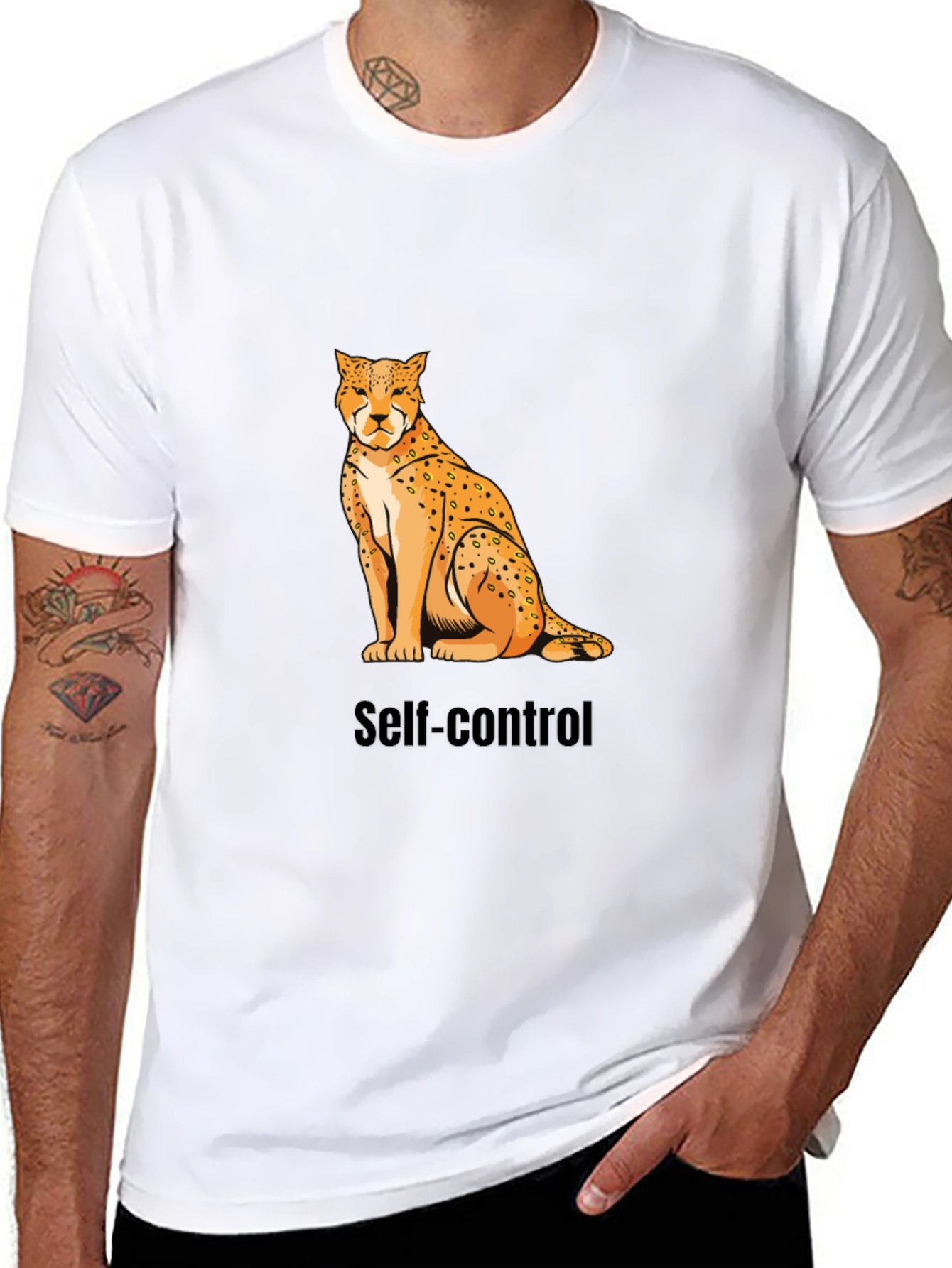 Self-Control Cheetah Graphic T-Shirt - Premium Cotton