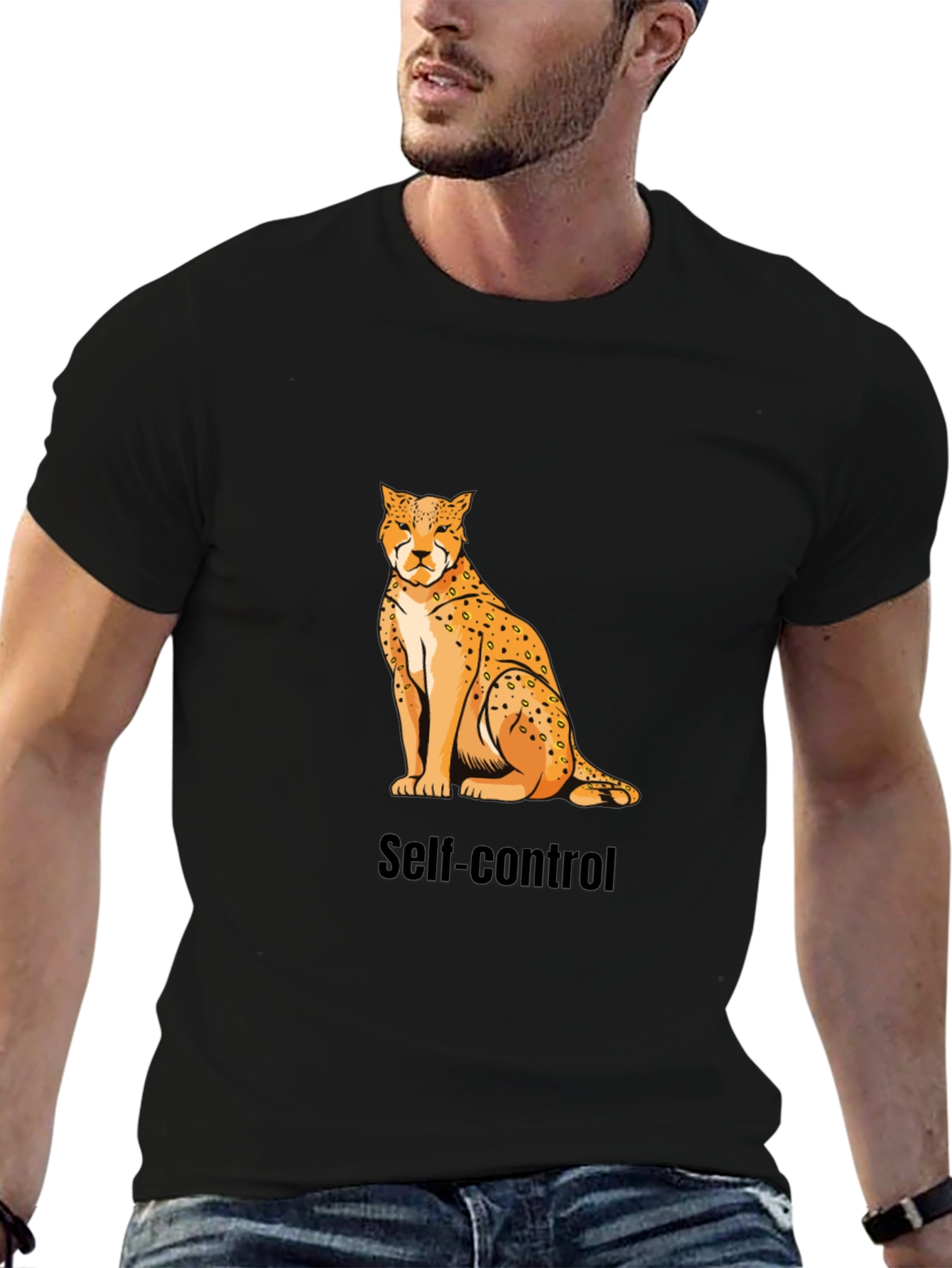 Self-Control Cheetah Graphic T-Shirt - Premium Cotton
