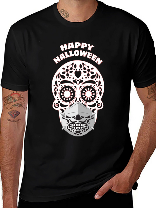 Happy Halloween Sugar Skull Mask T-Shirt