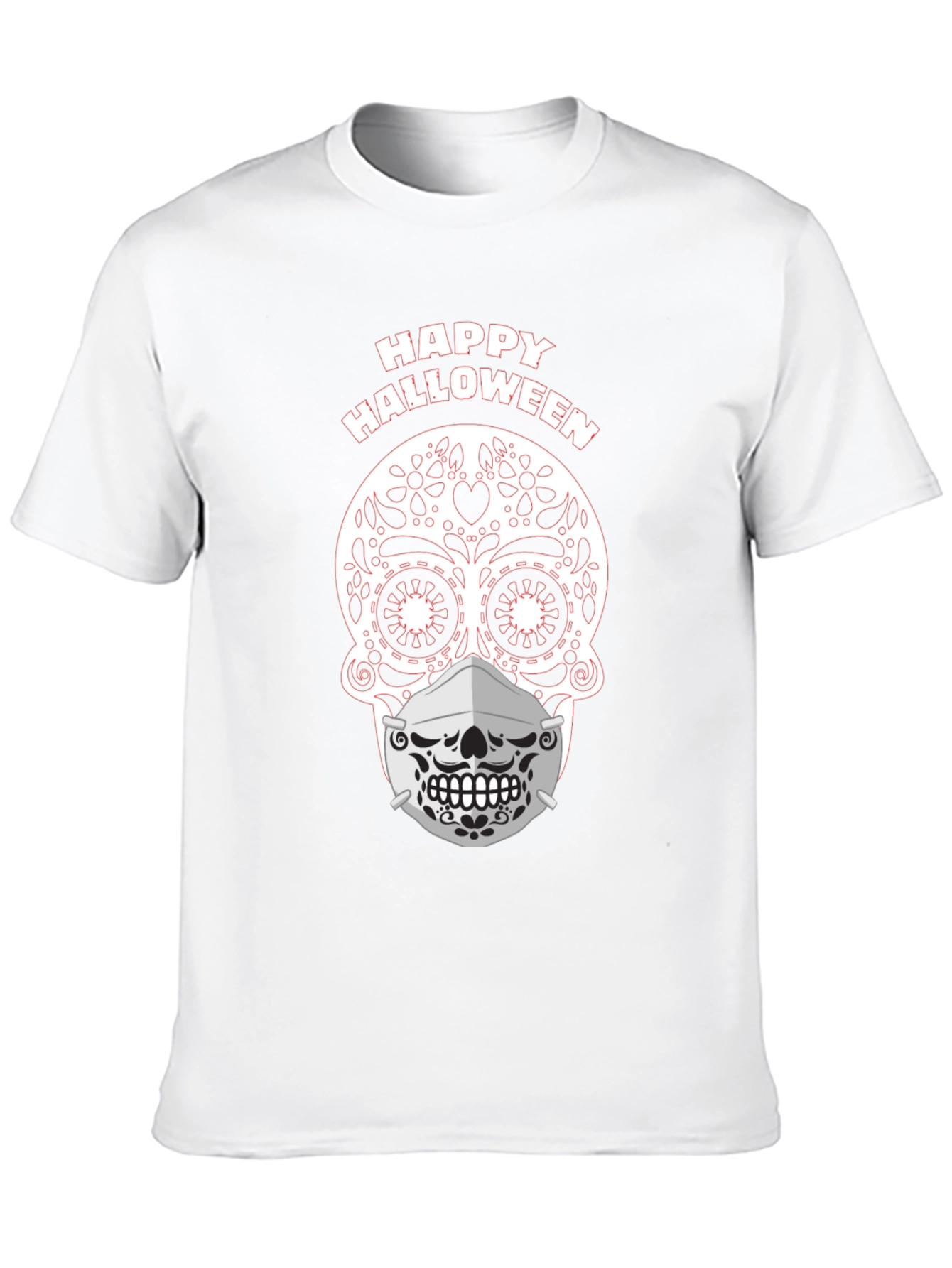 Happy Halloween Sugar Skull Mask T-Shirt