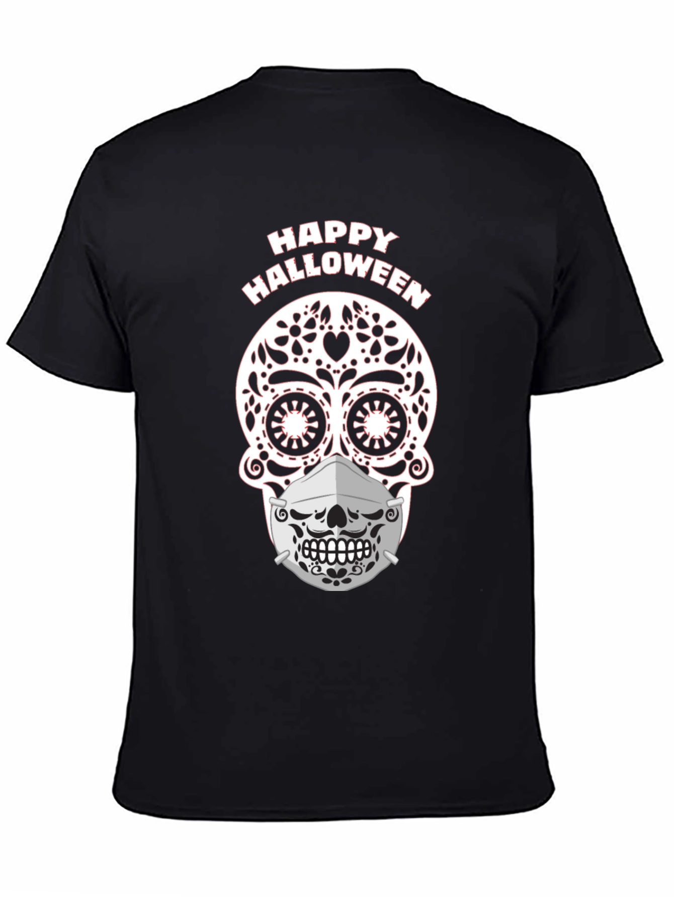 Happy Halloween Sugar Skull Mask T-Shirt