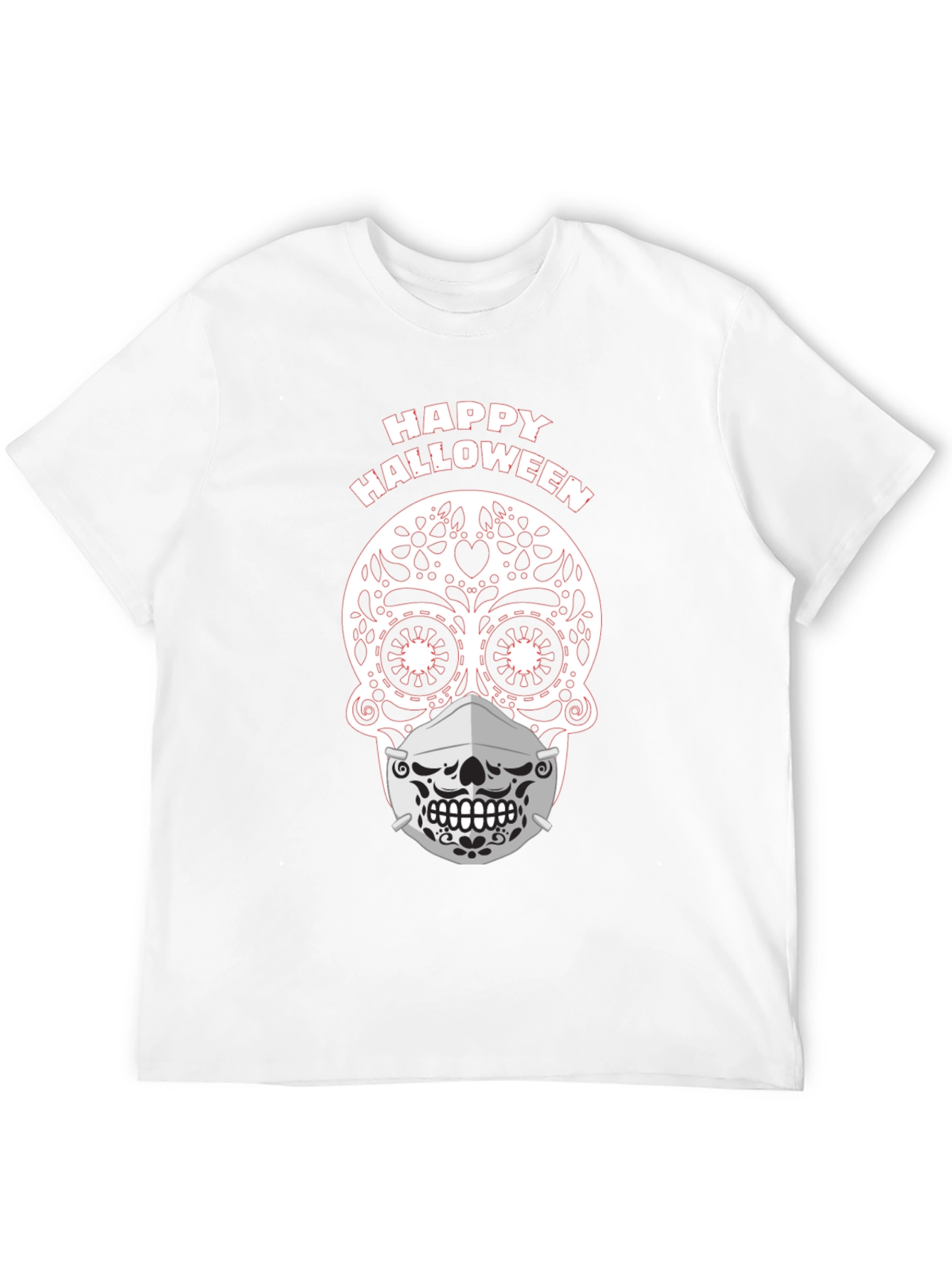 Happy Halloween Sugar Skull Mask T-Shirt