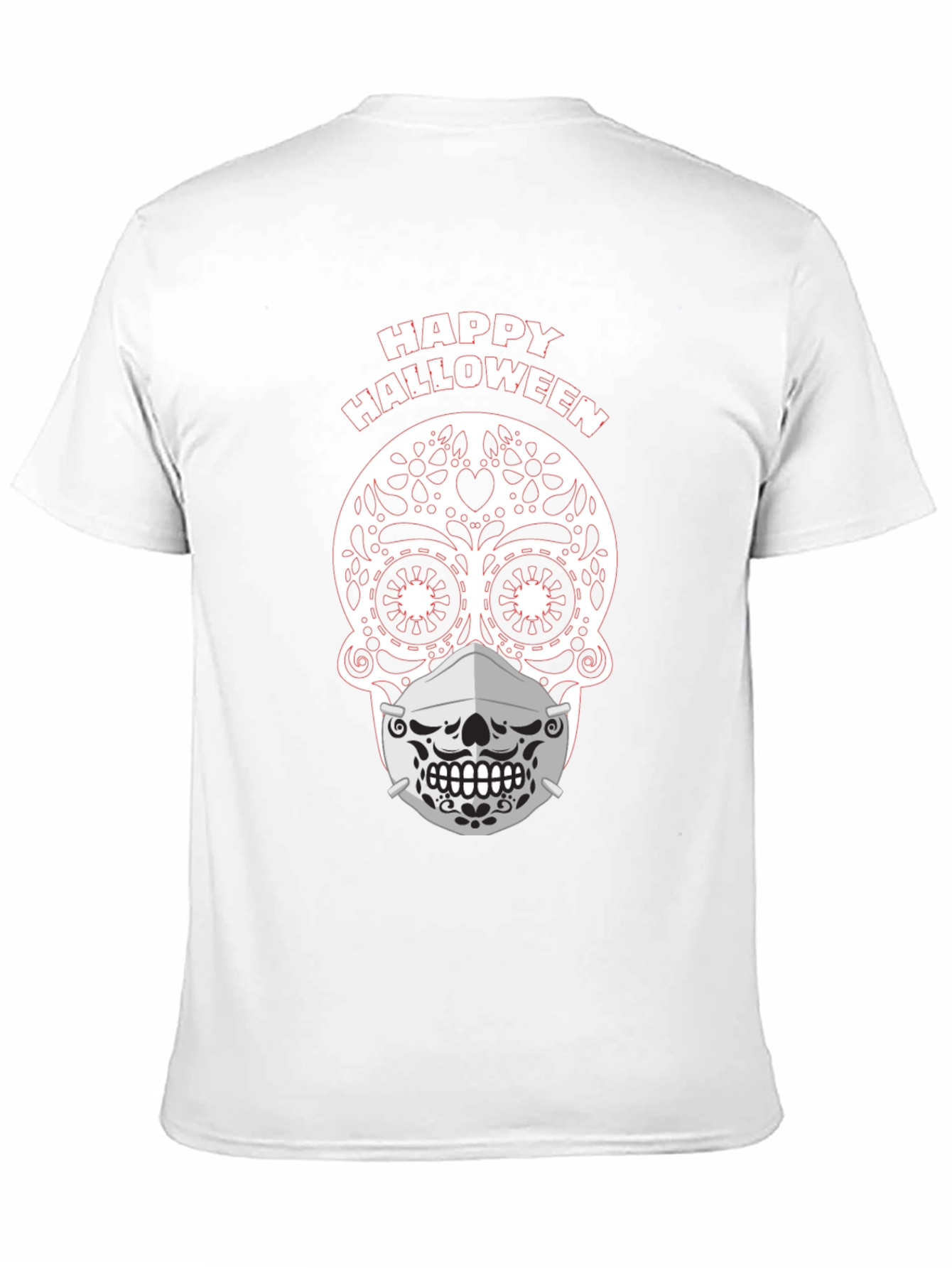 Happy Halloween Sugar Skull Mask T-Shirt