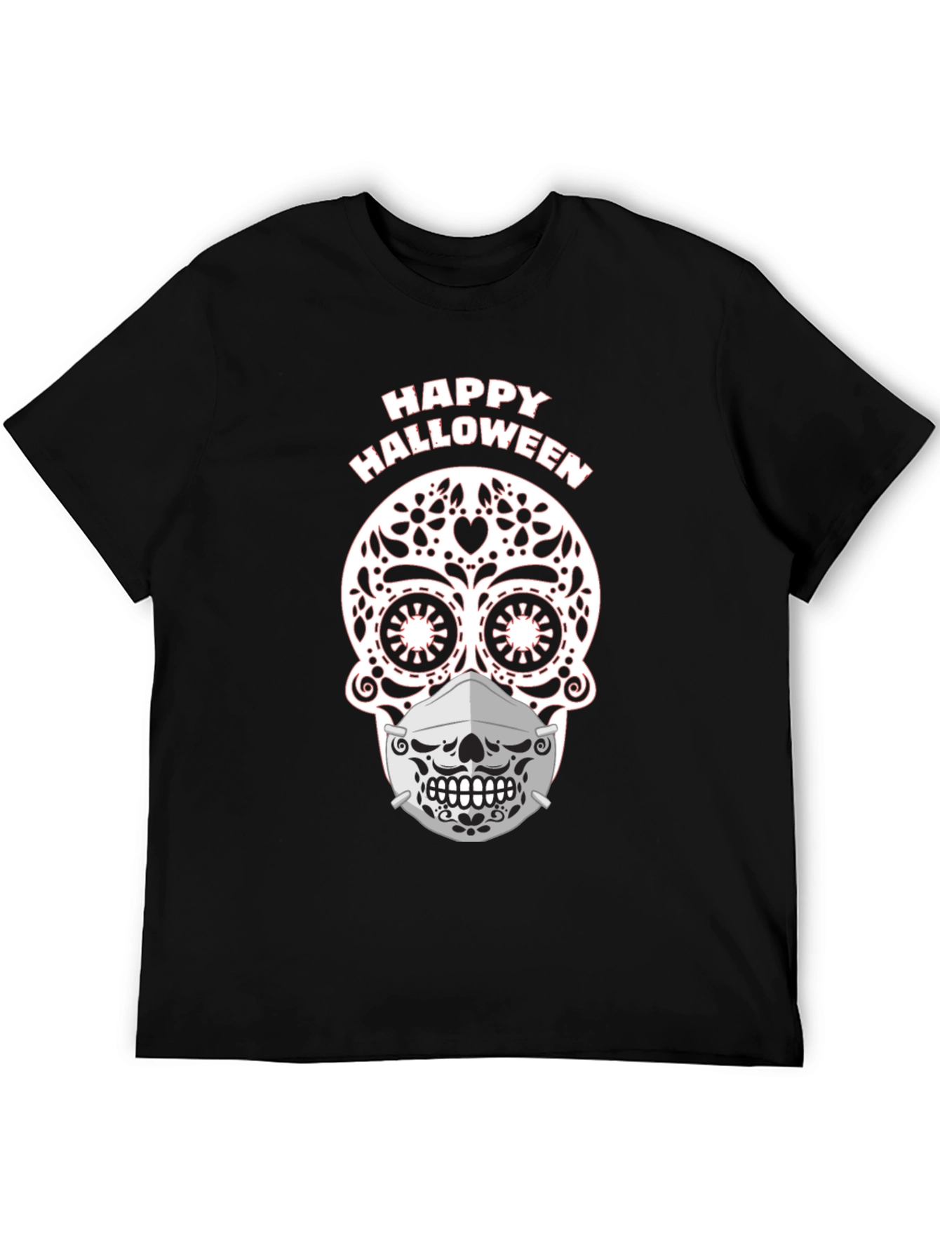 Happy Halloween Sugar Skull Mask T-Shirt