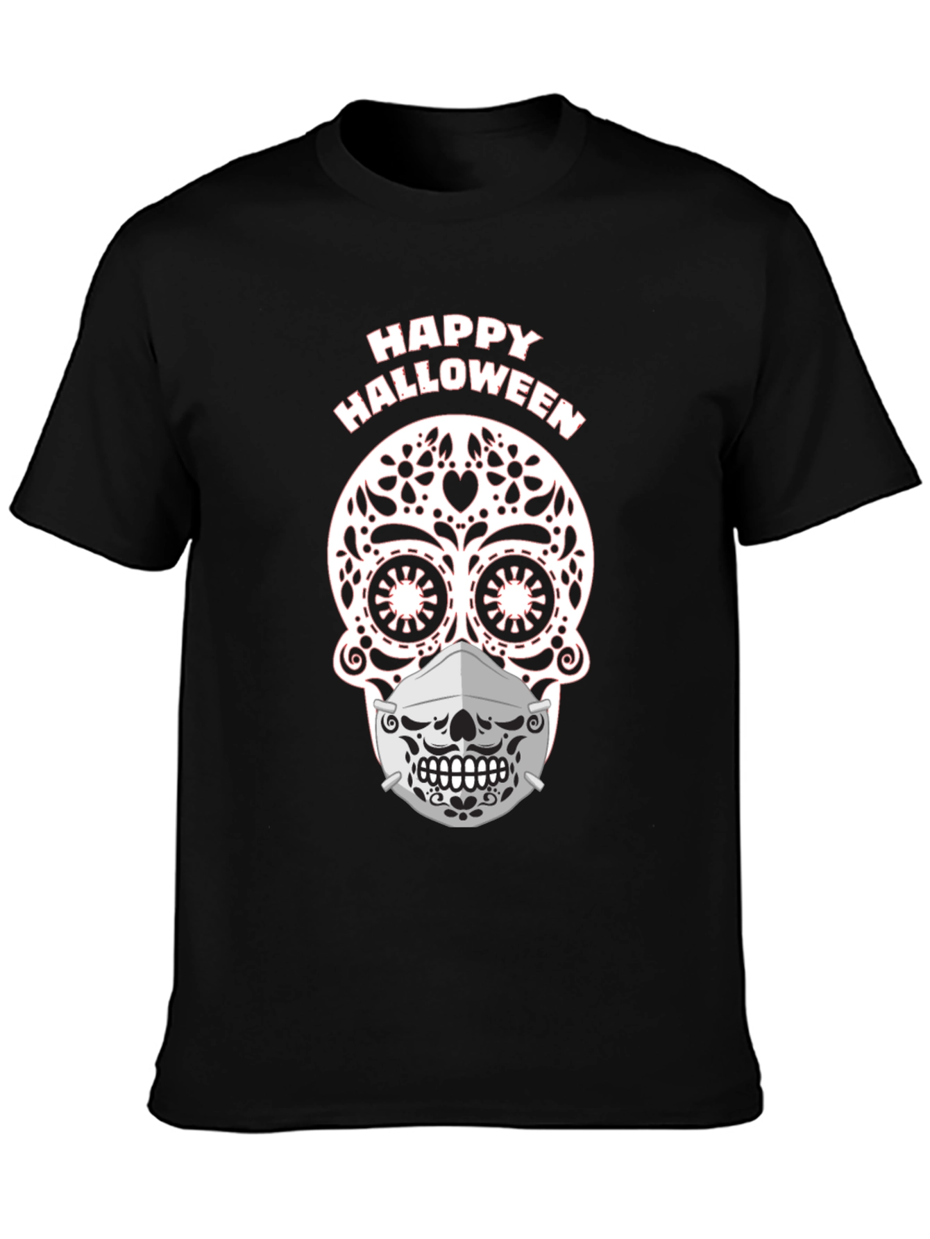 Happy Halloween Sugar Skull Mask T-Shirt