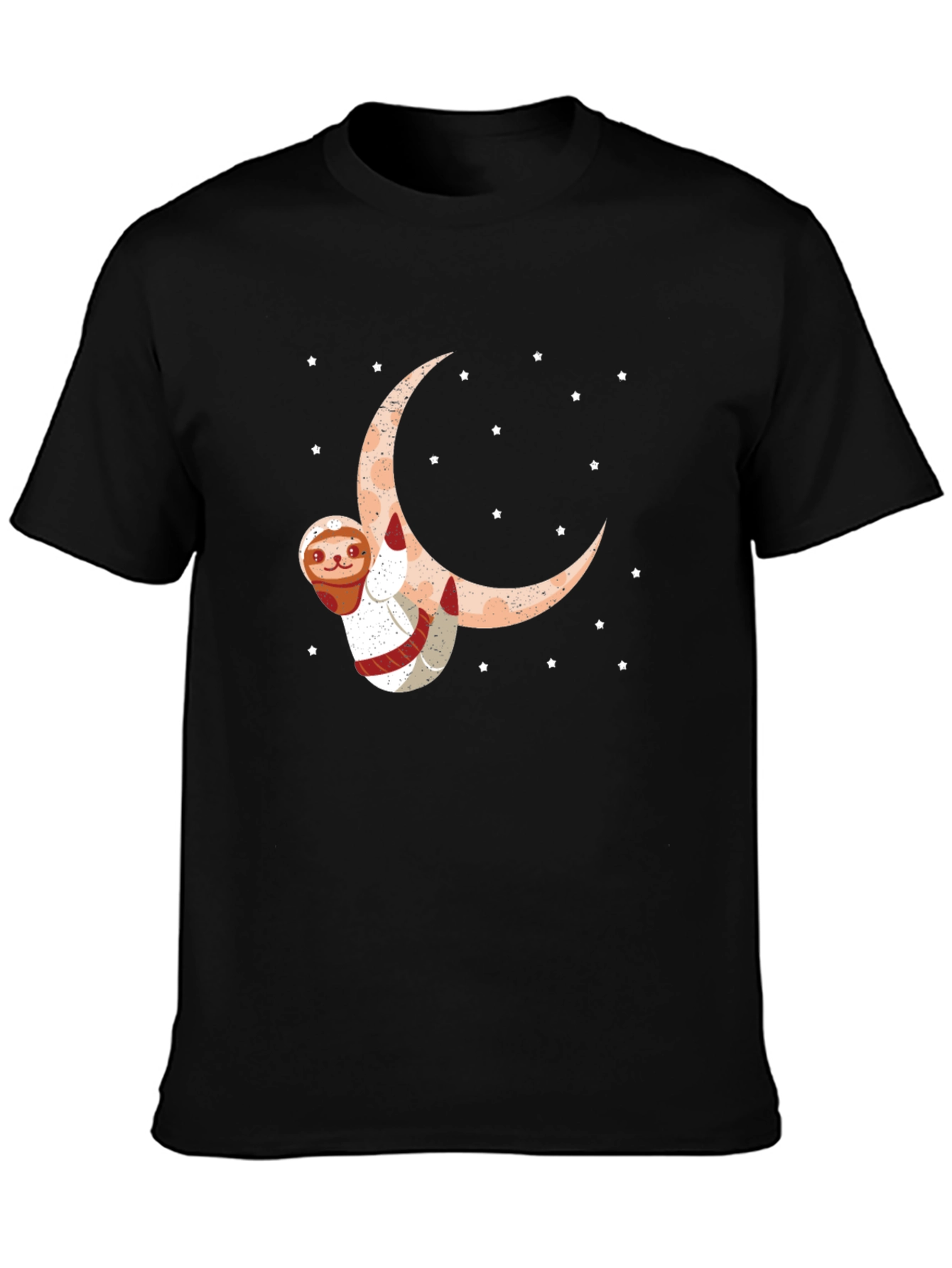 Sloth Astronaut Moon Black Graphic Tee
