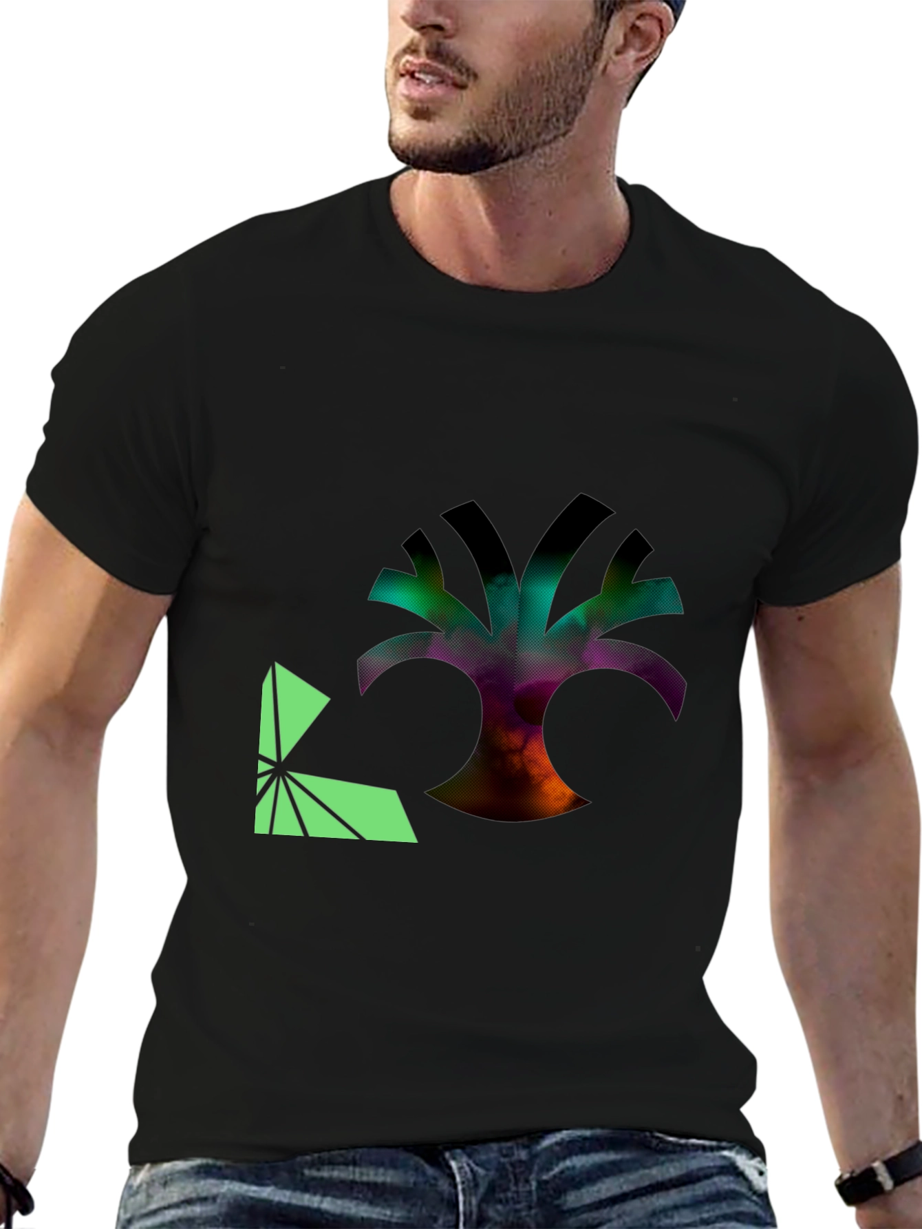 Abstract Tree Graphic Black T-Shirt