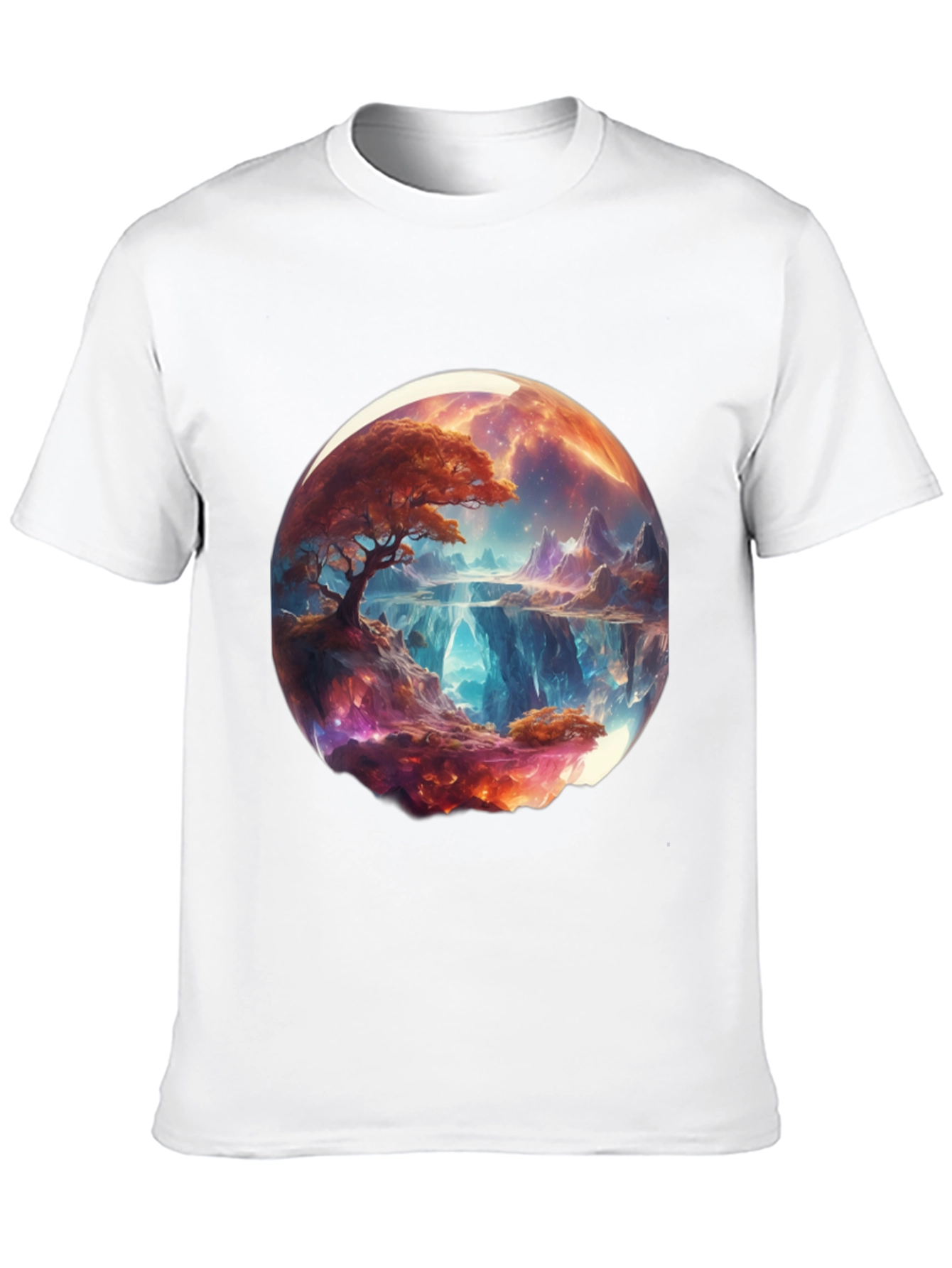 Fantasy Landscape Graphic Tee - Black Cotton Blend