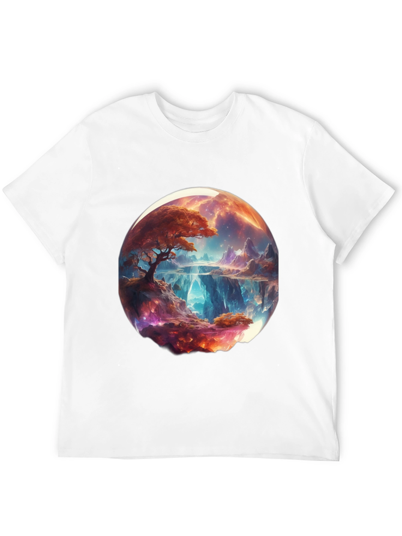Fantasy Landscape Graphic Tee - Black Cotton Blend