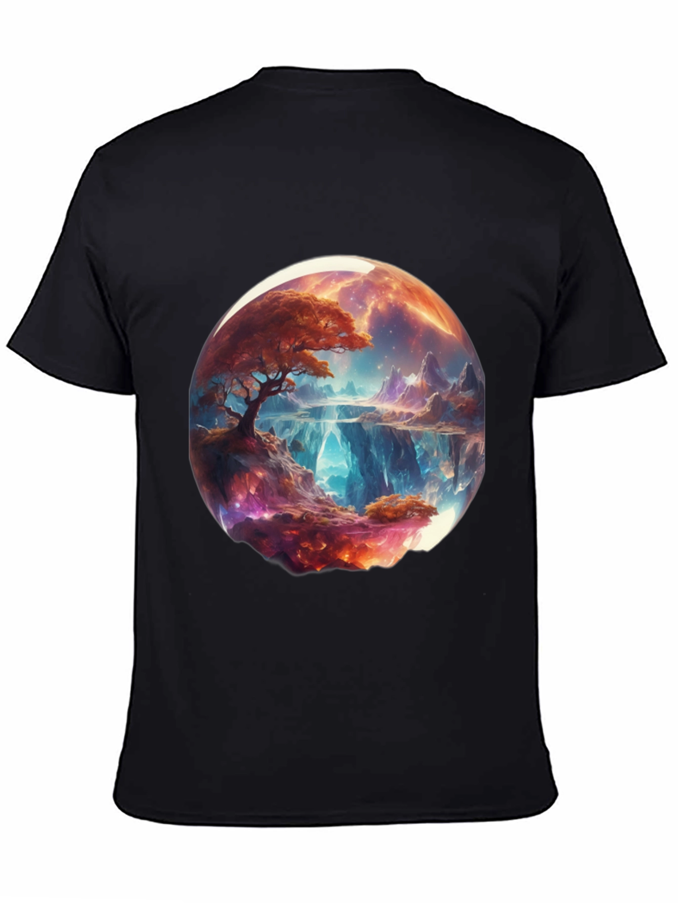 Fantasy Landscape Graphic Tee - Black Cotton Blend