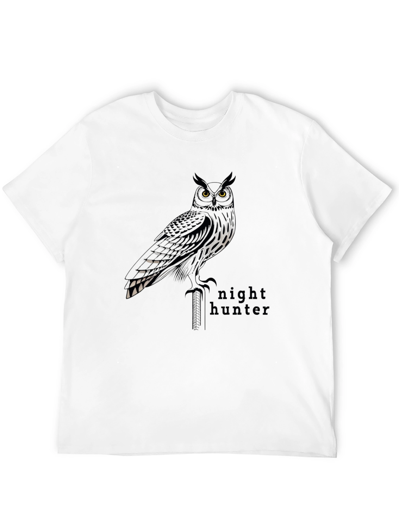 Night Hunter Owl Graphic T-Shirt - Mens Black Tee
