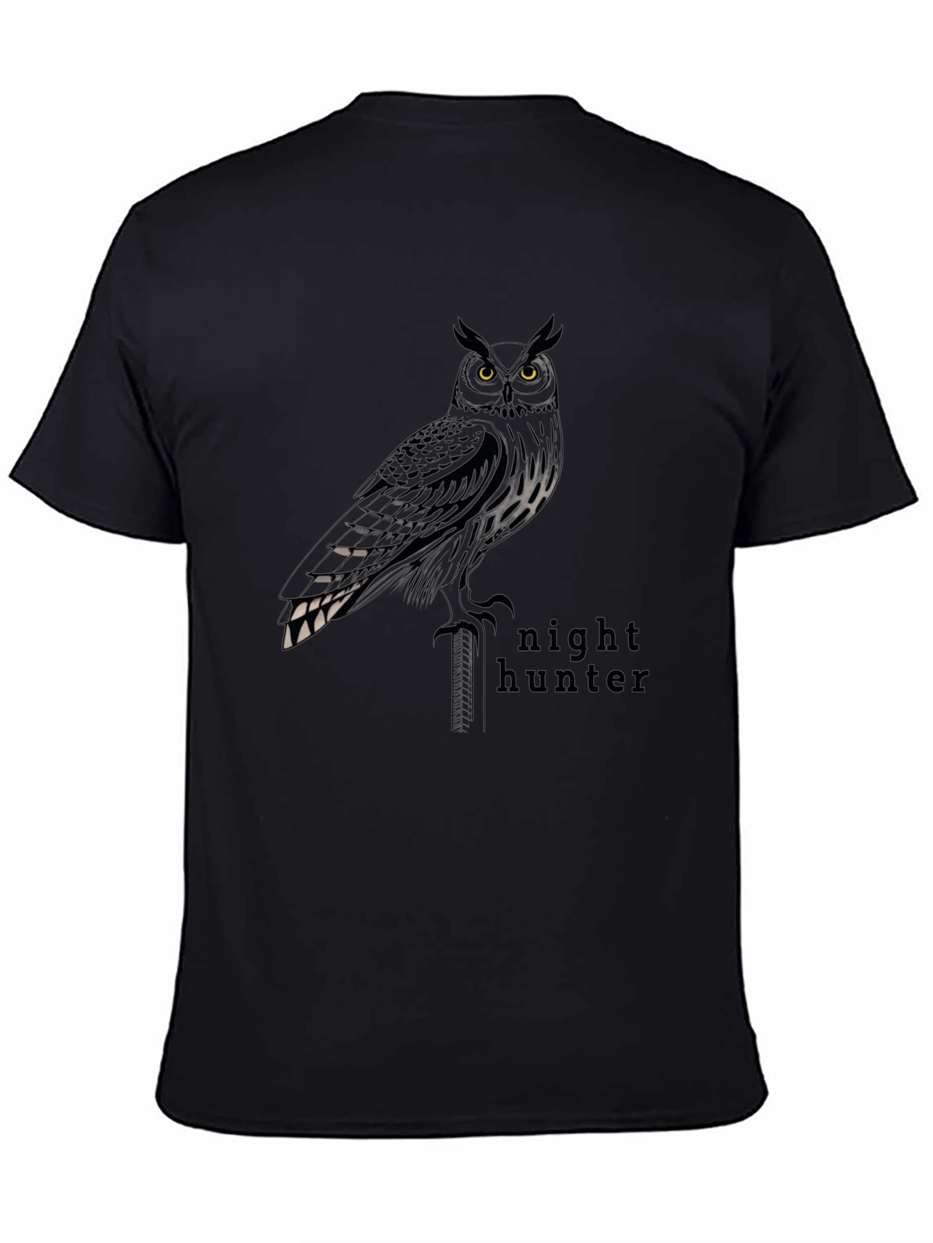 Night Hunter Owl Graphic T-Shirt - Mens Black Tee