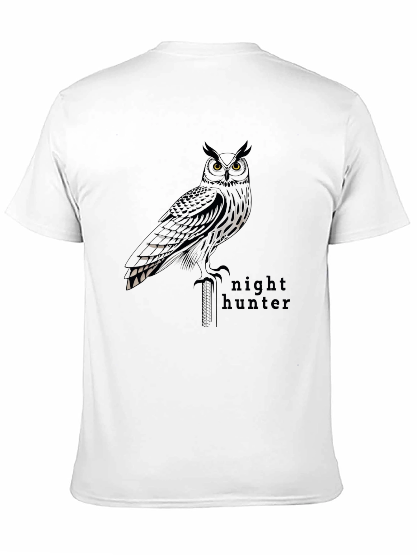 Night Hunter Owl Graphic T-Shirt - Mens Black Tee