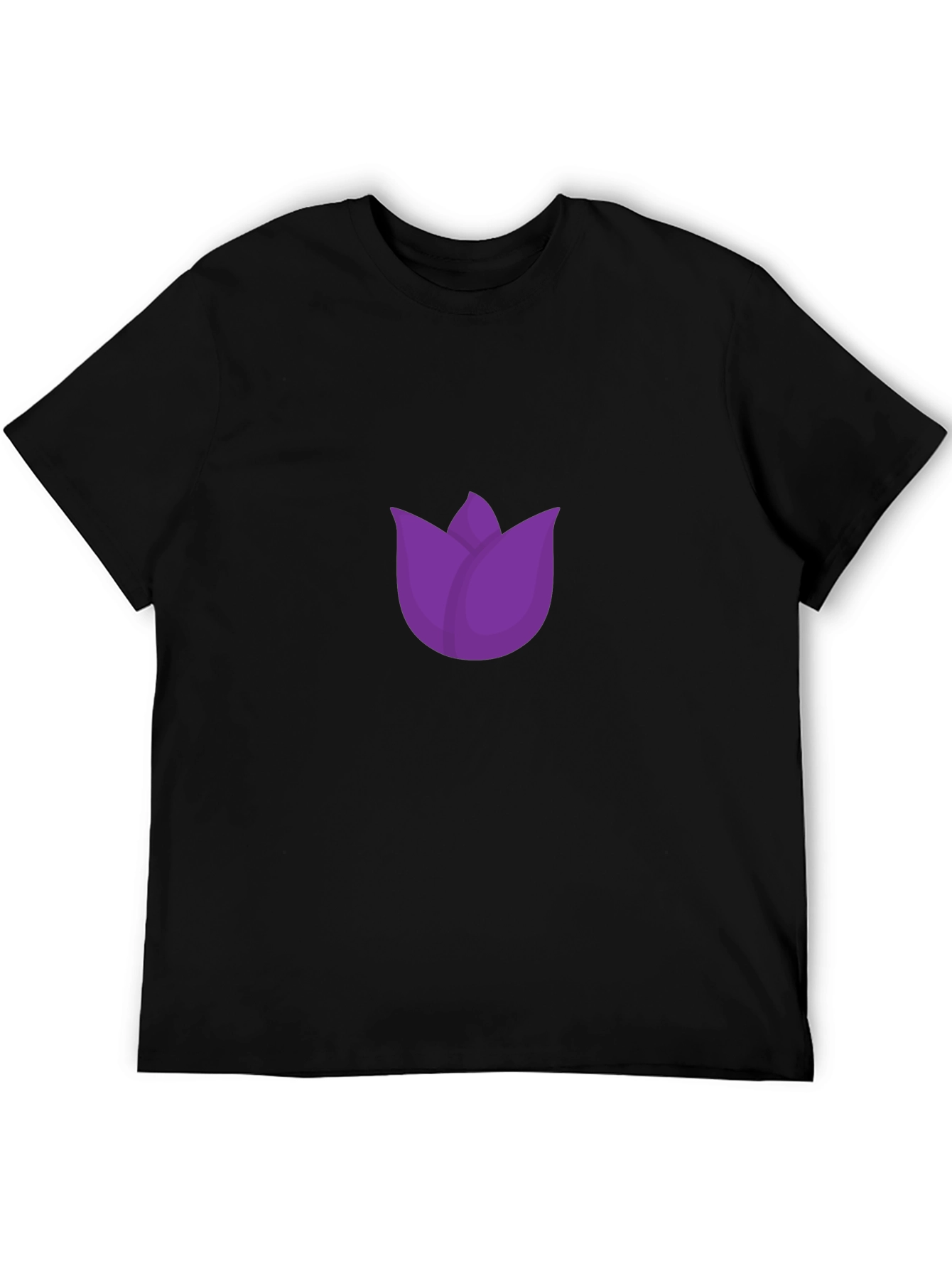 Purple Tulip Graphic Black T-Shirt
