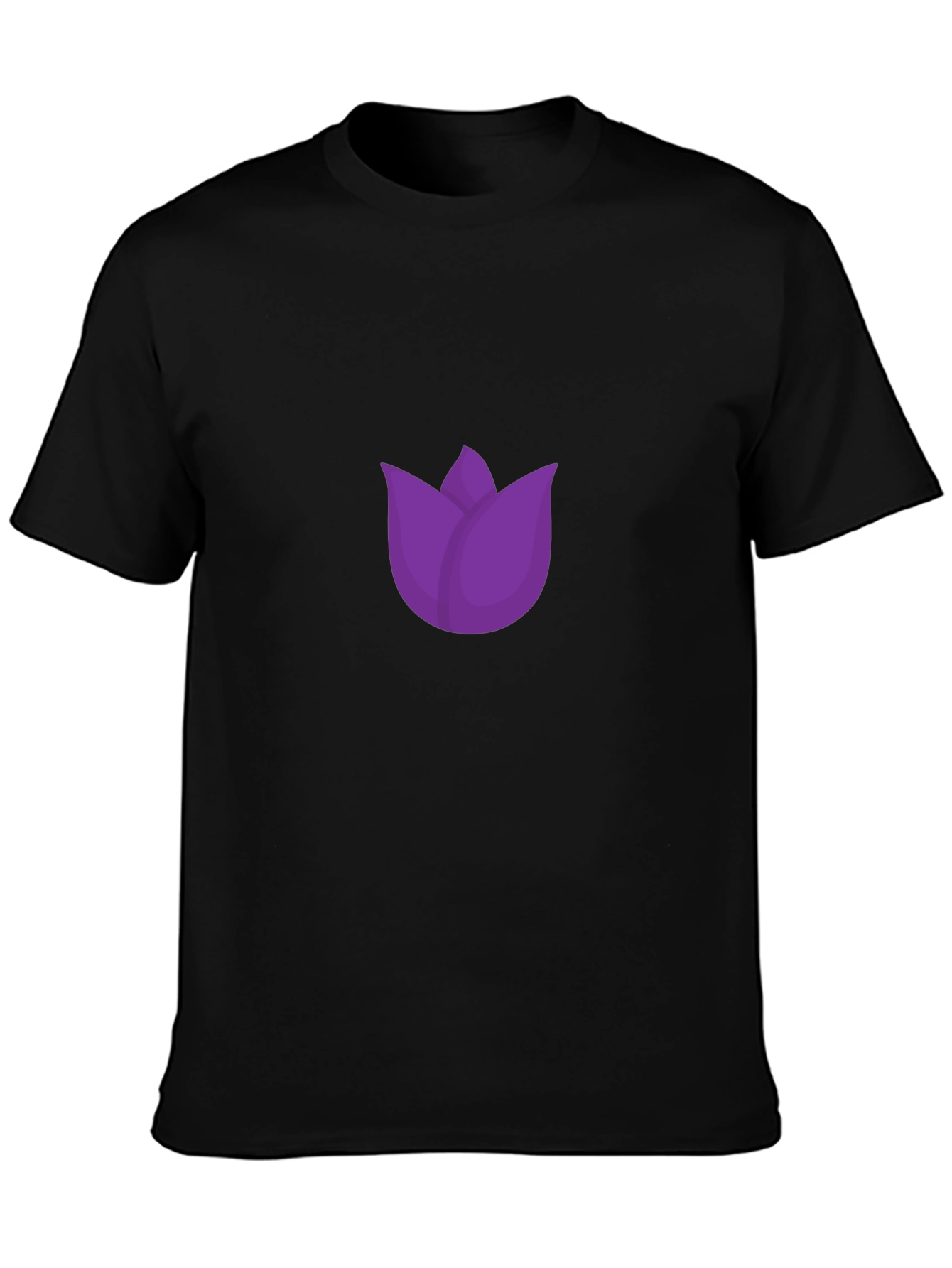 Purple Tulip Graphic Black T-Shirt