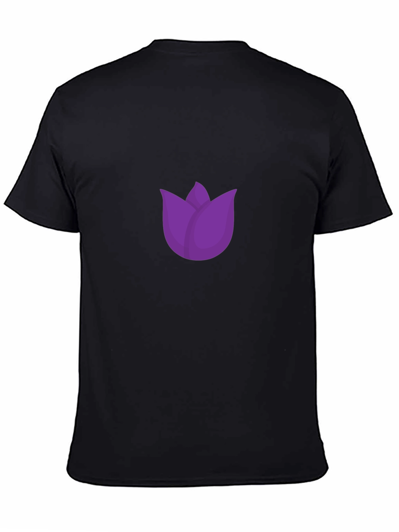 Purple Tulip Graphic Black T-Shirt