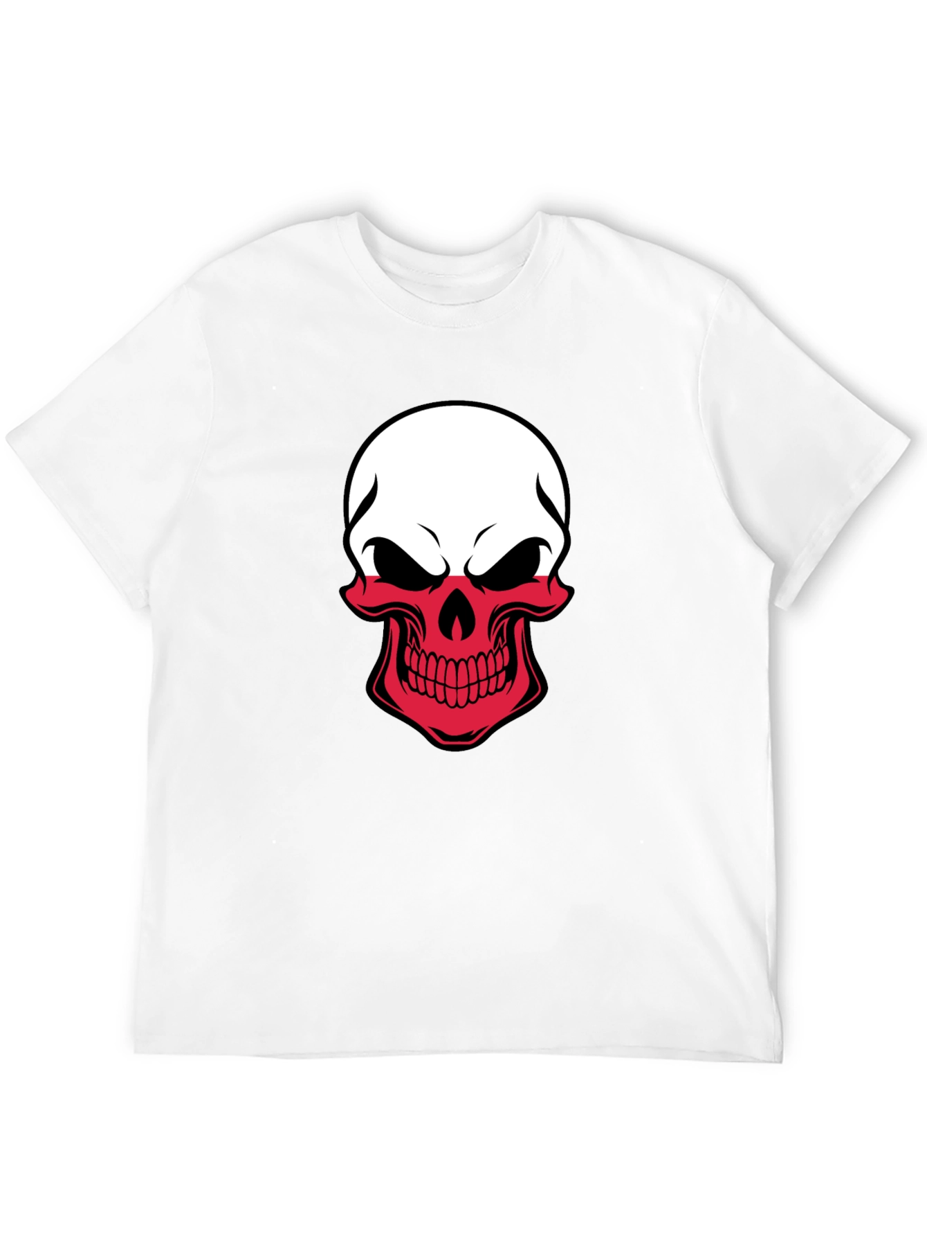 Poland Flag Skull Graphic T-Shirt - Black