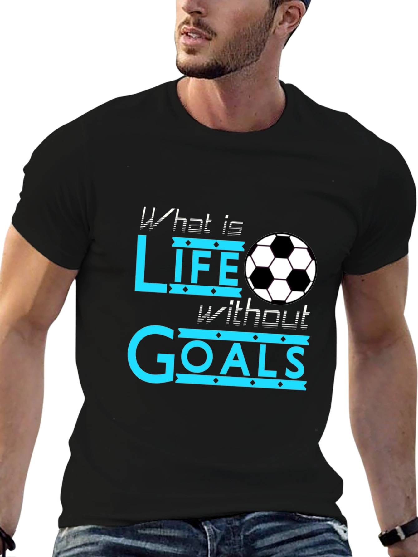 Soccer Life Goals Black T-Shirt