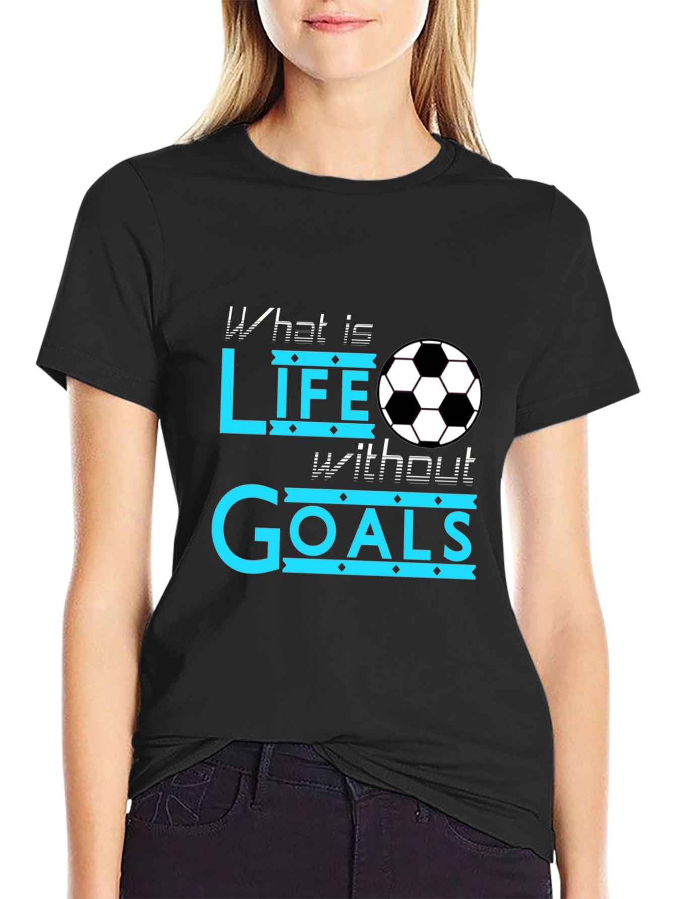 Soccer Life Goals Black T-Shirt