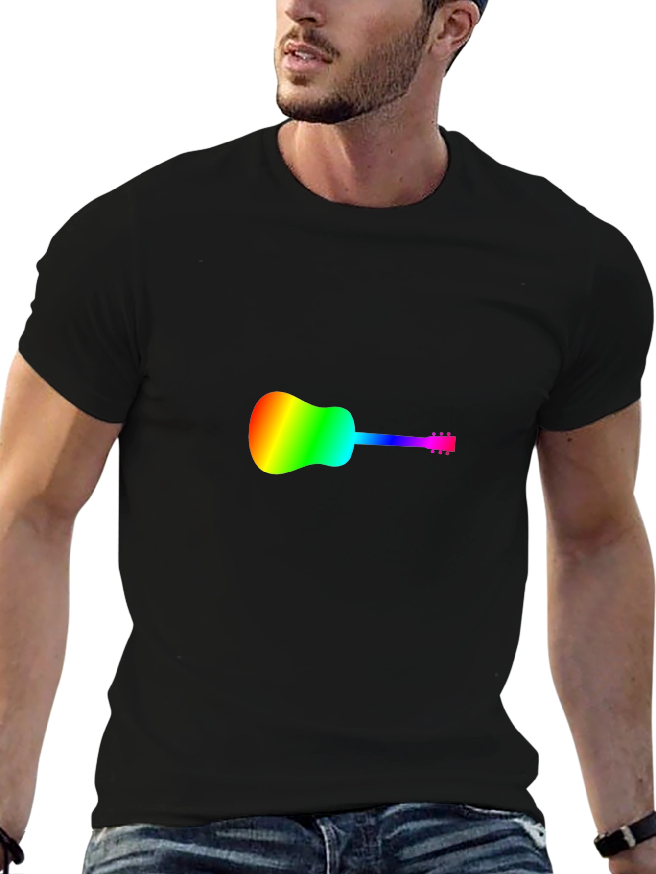 Rainbow Guitar Black T-Shirt