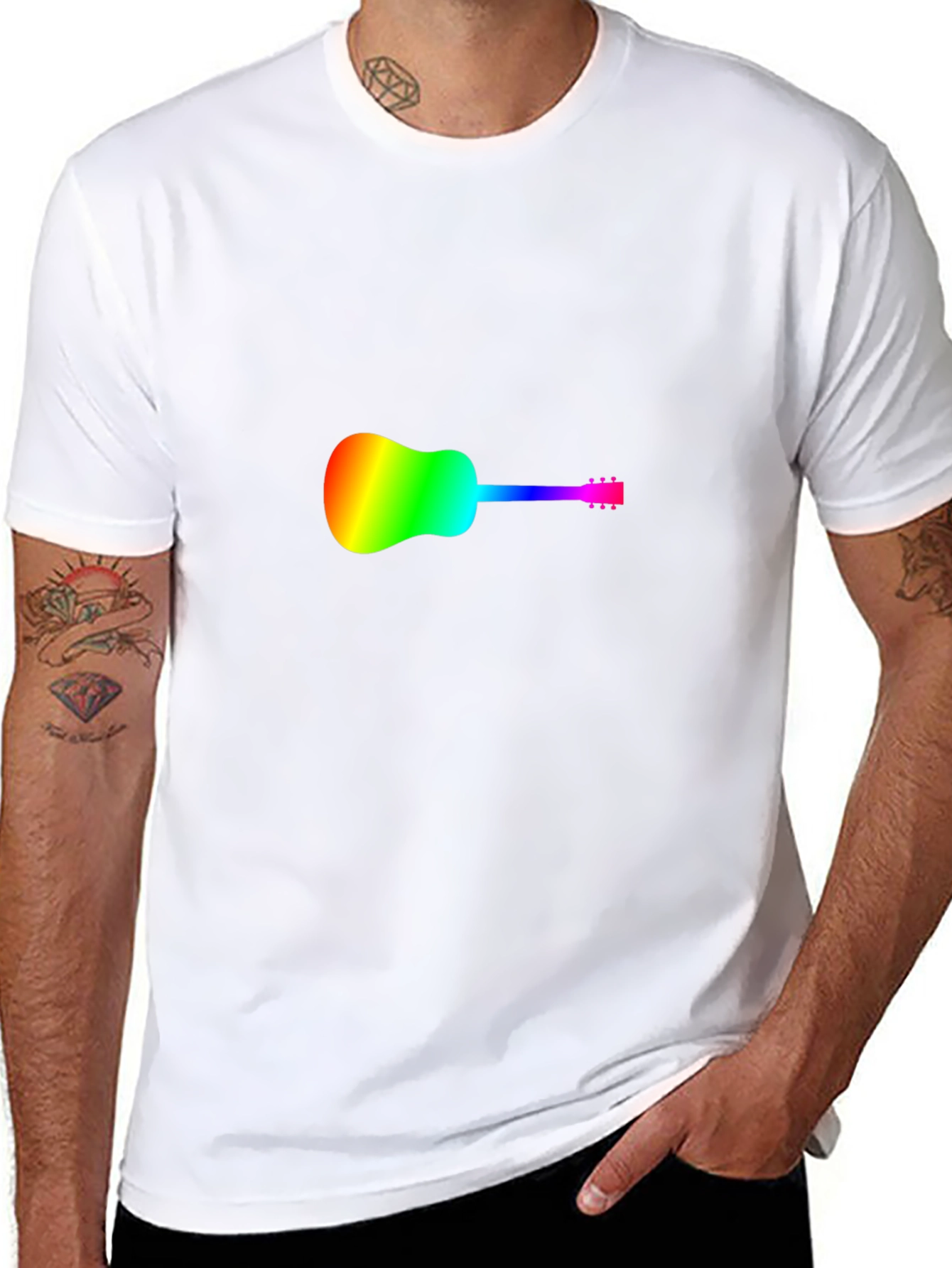 Rainbow Guitar Black T-Shirt