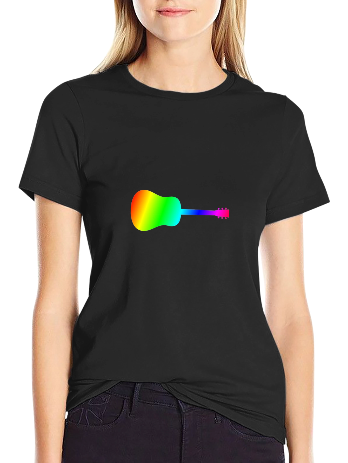 Rainbow Guitar Black T-Shirt
