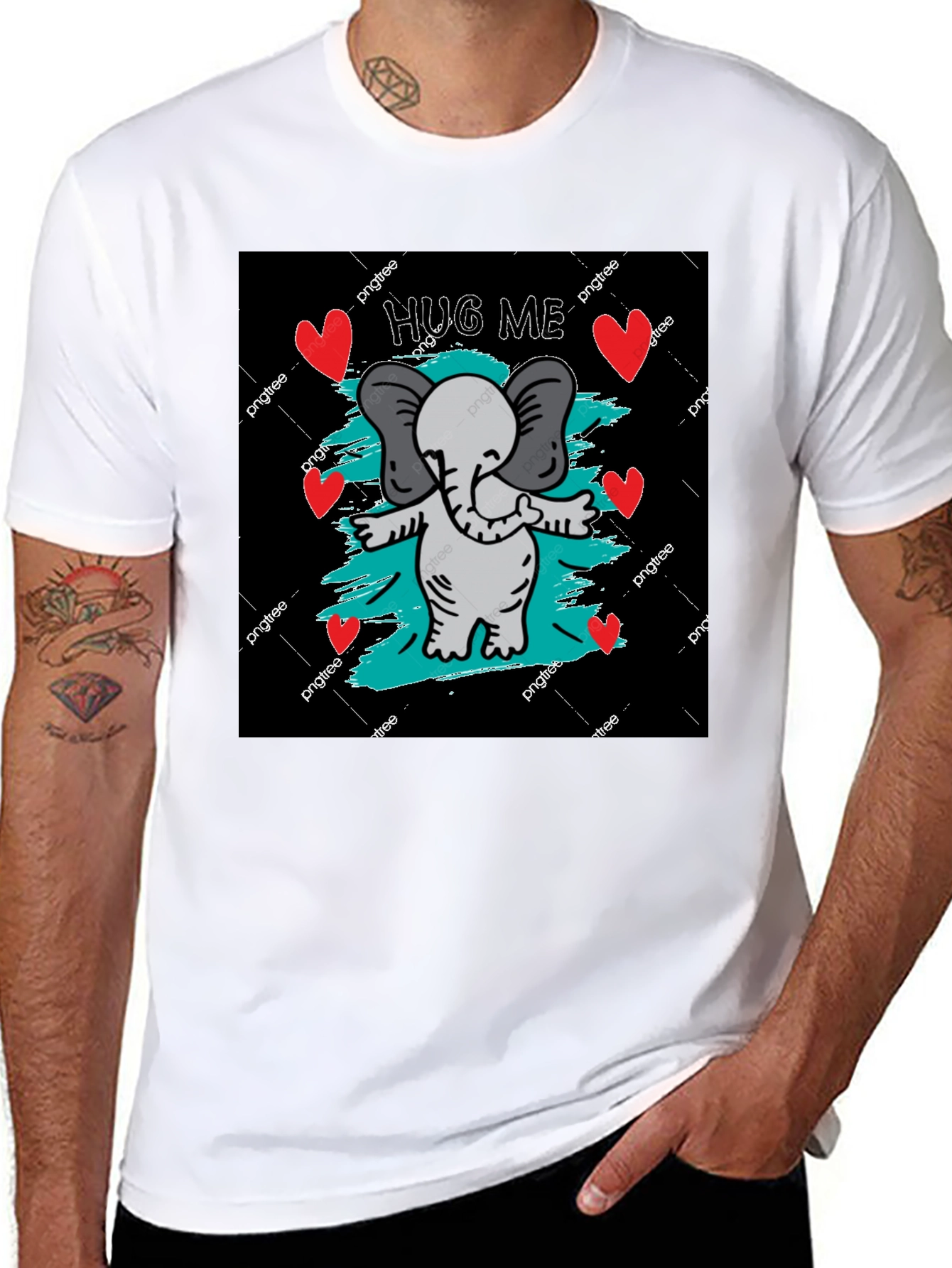 Cute Elephant Hug Me Graphic Tee
