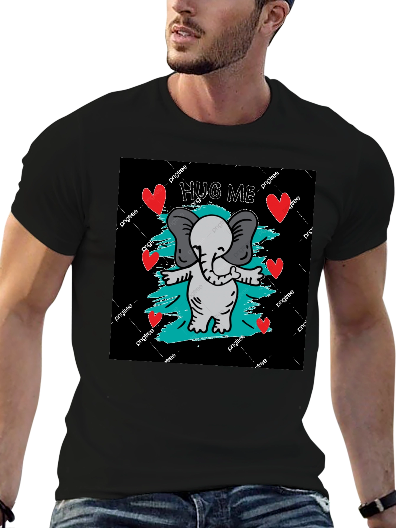 Cute Elephant Hug Me Graphic Tee