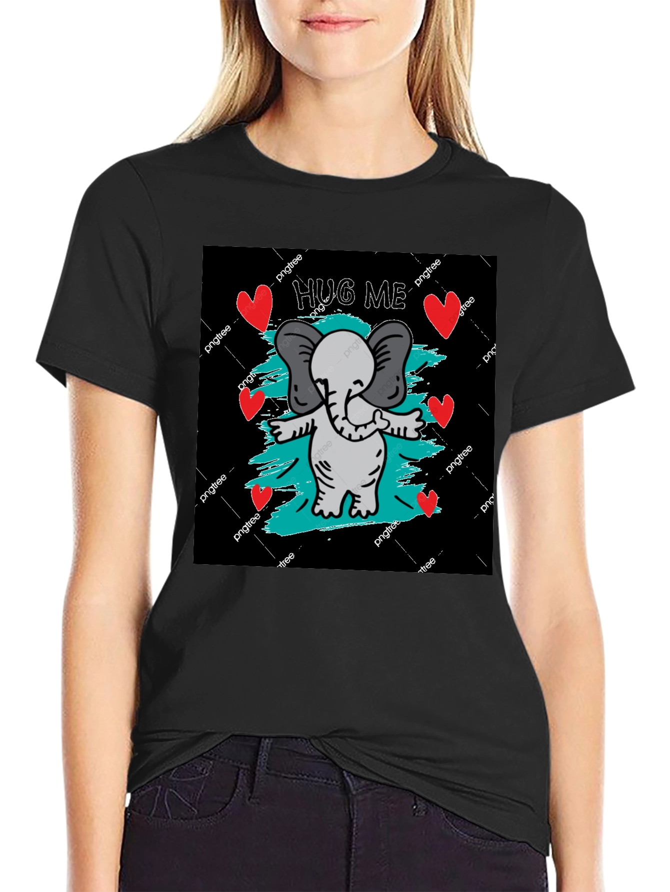 Cute Elephant Hug Me Graphic Tee