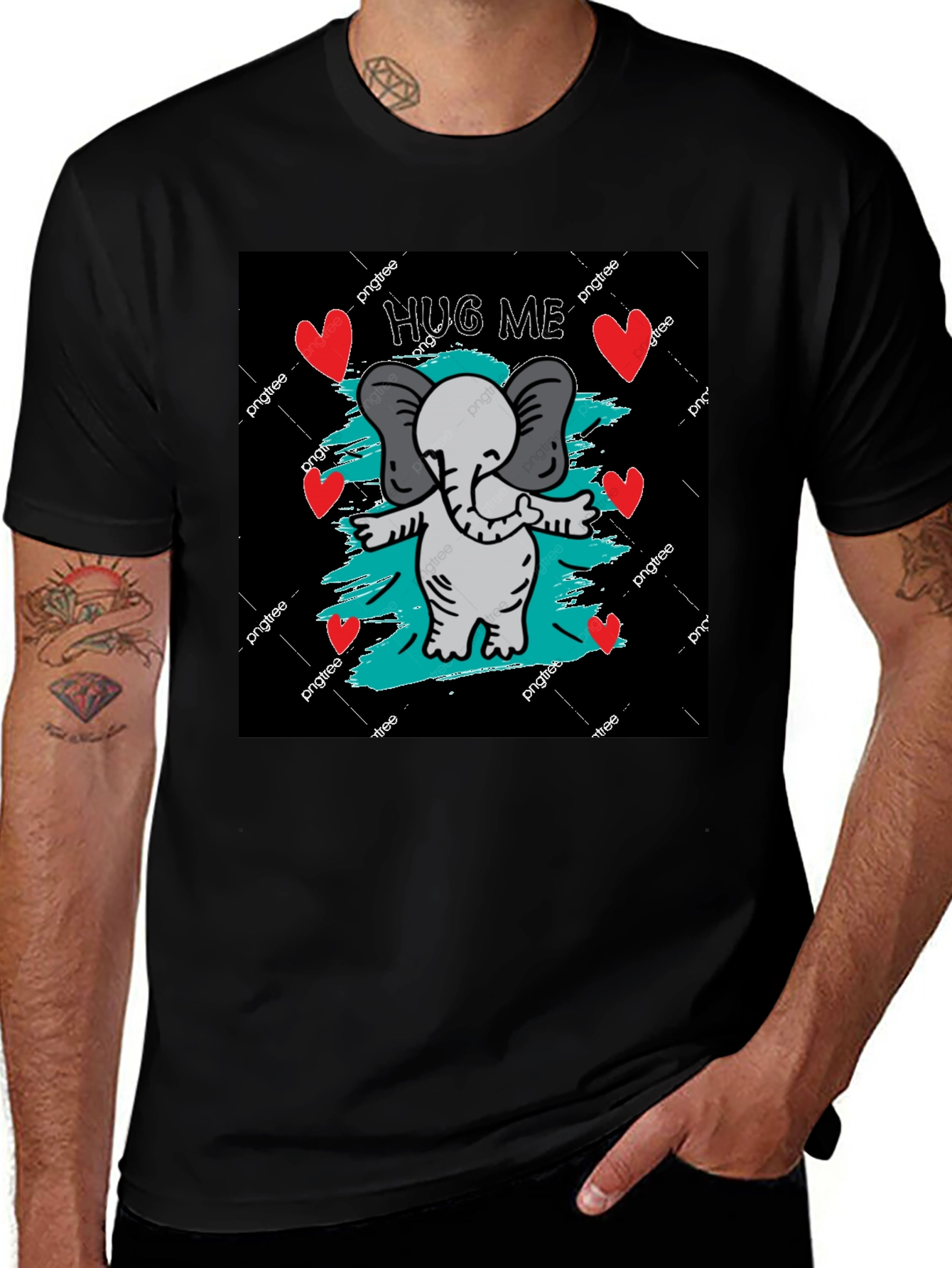Cute Elephant Hug Me Graphic Tee