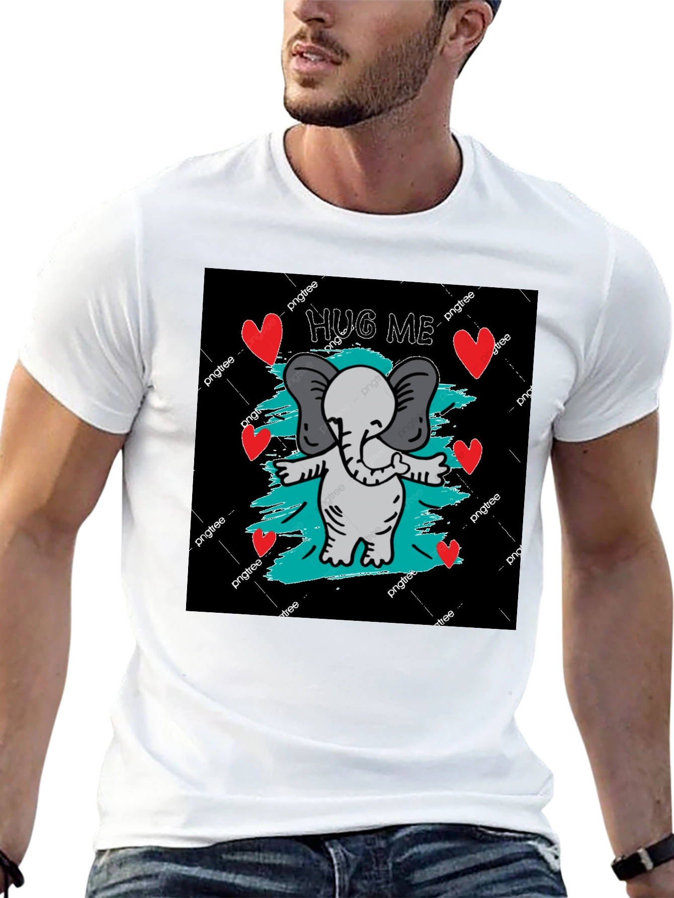 Cute Elephant Hug Me Graphic Tee
