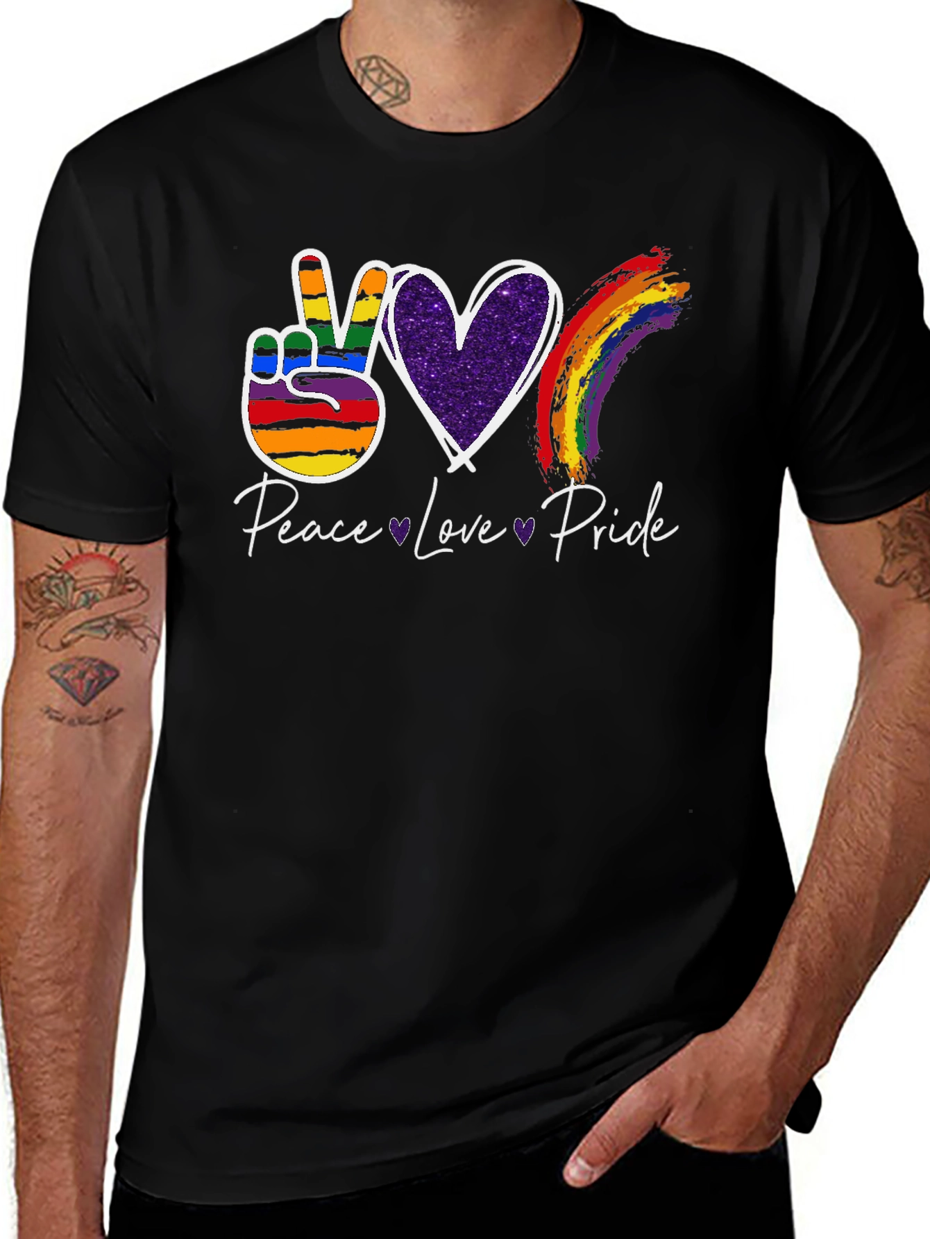 Peace Love Pride LGBT Rainbow Graphic T-Shirt