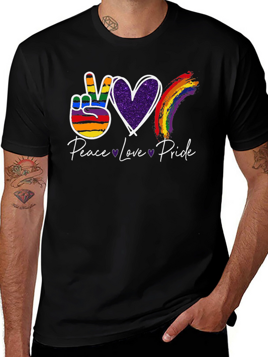 Peace Love Pride LGBT Rainbow Graphic T-Shirt