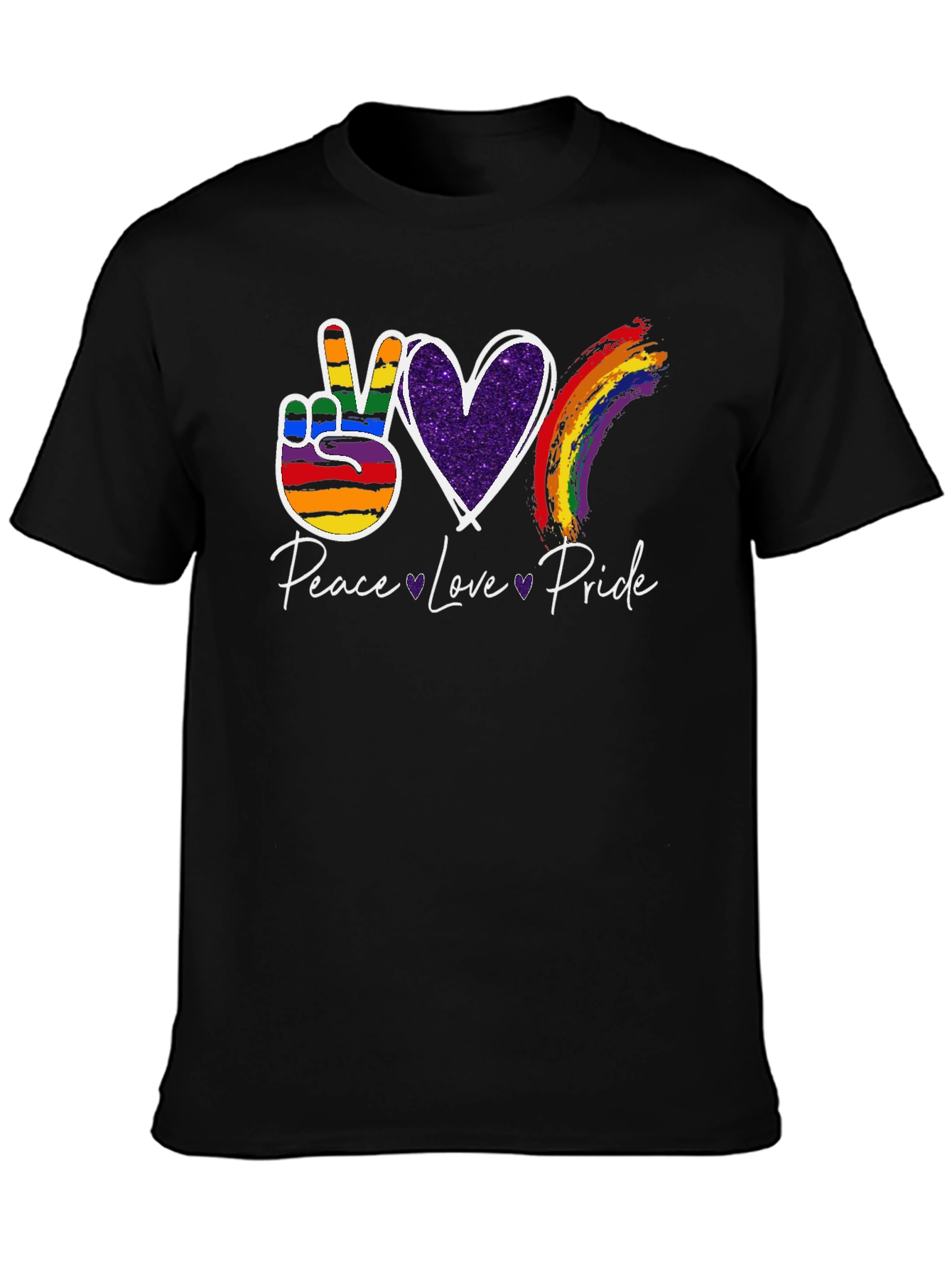 Peace Love Pride LGBT Rainbow Graphic T-Shirt