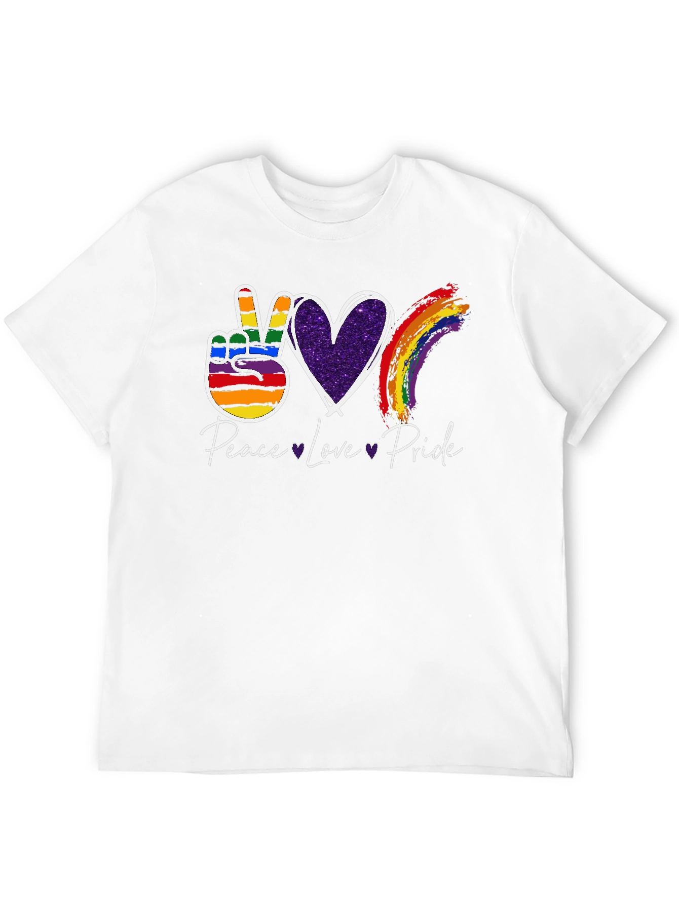 Peace Love Pride LGBT Rainbow Graphic T-Shirt