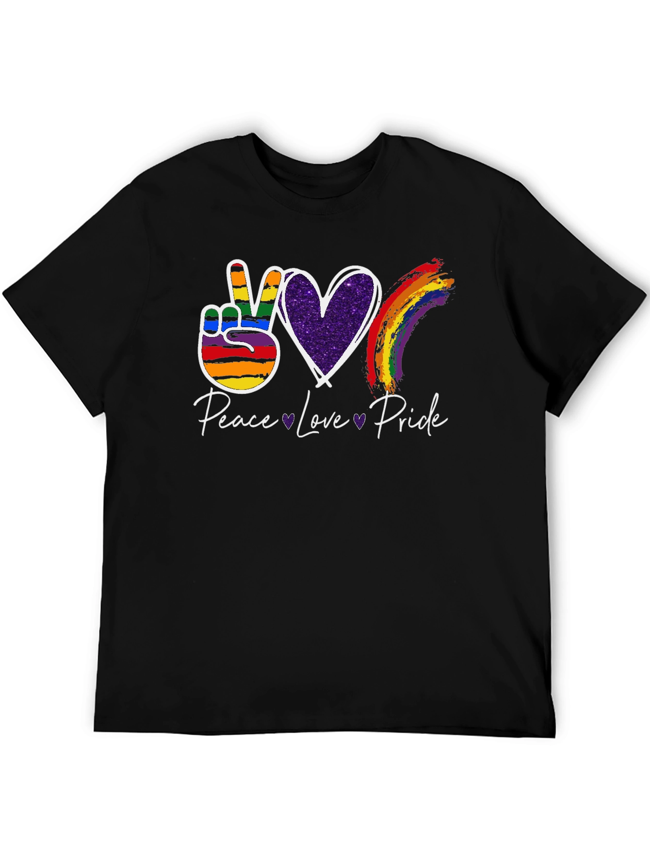 Peace Love Pride LGBT Rainbow Graphic T-Shirt