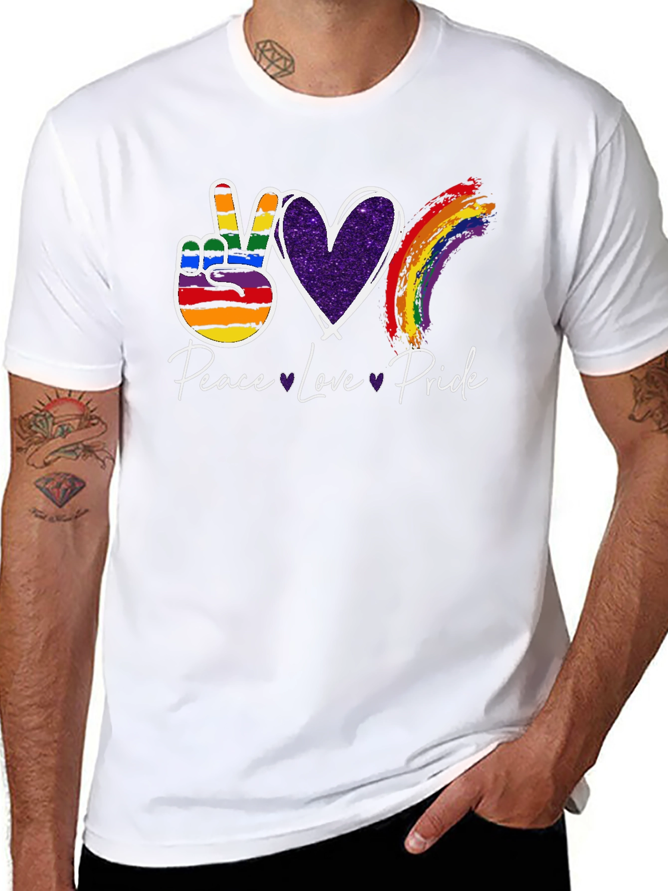 Peace Love Pride LGBT Rainbow Graphic T-Shirt