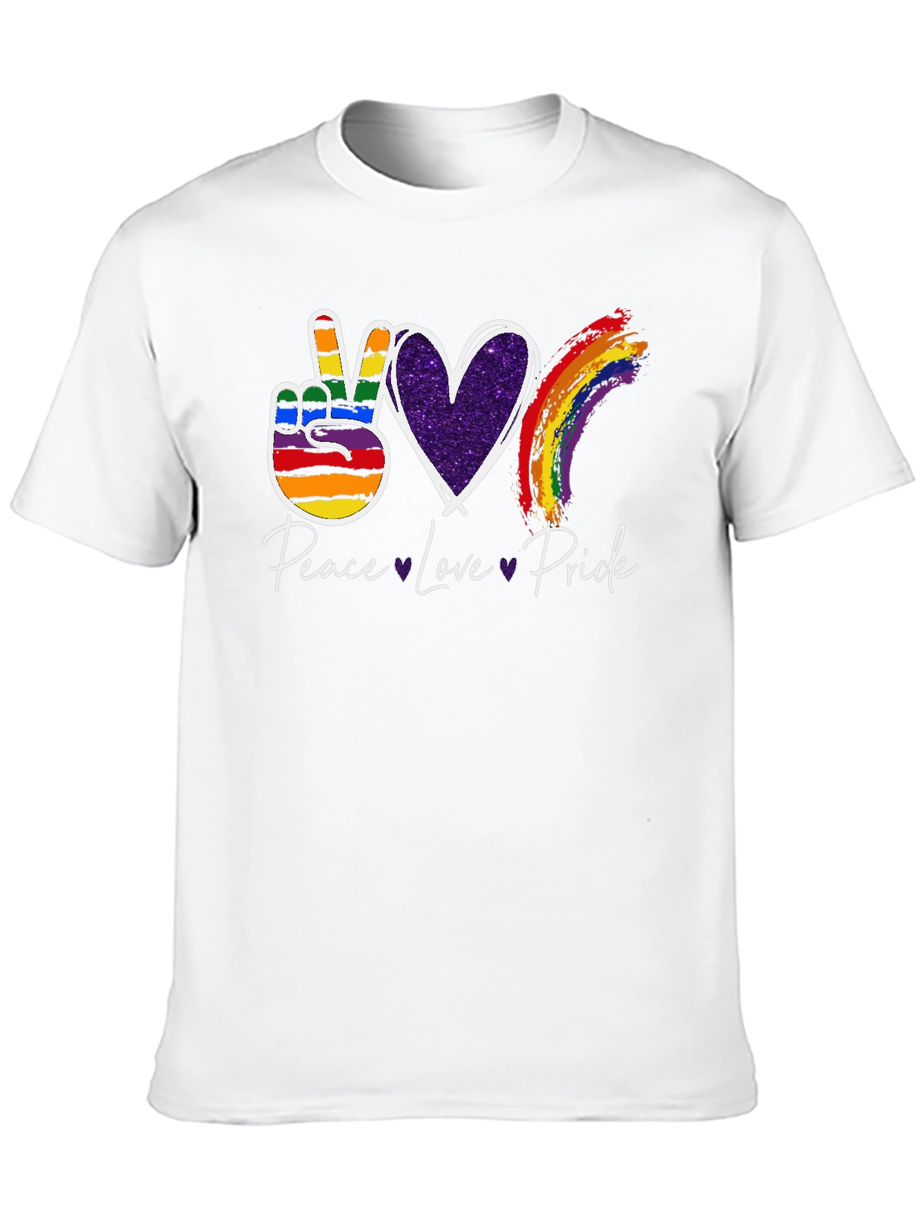 Peace Love Pride LGBT Rainbow Graphic T-Shirt
