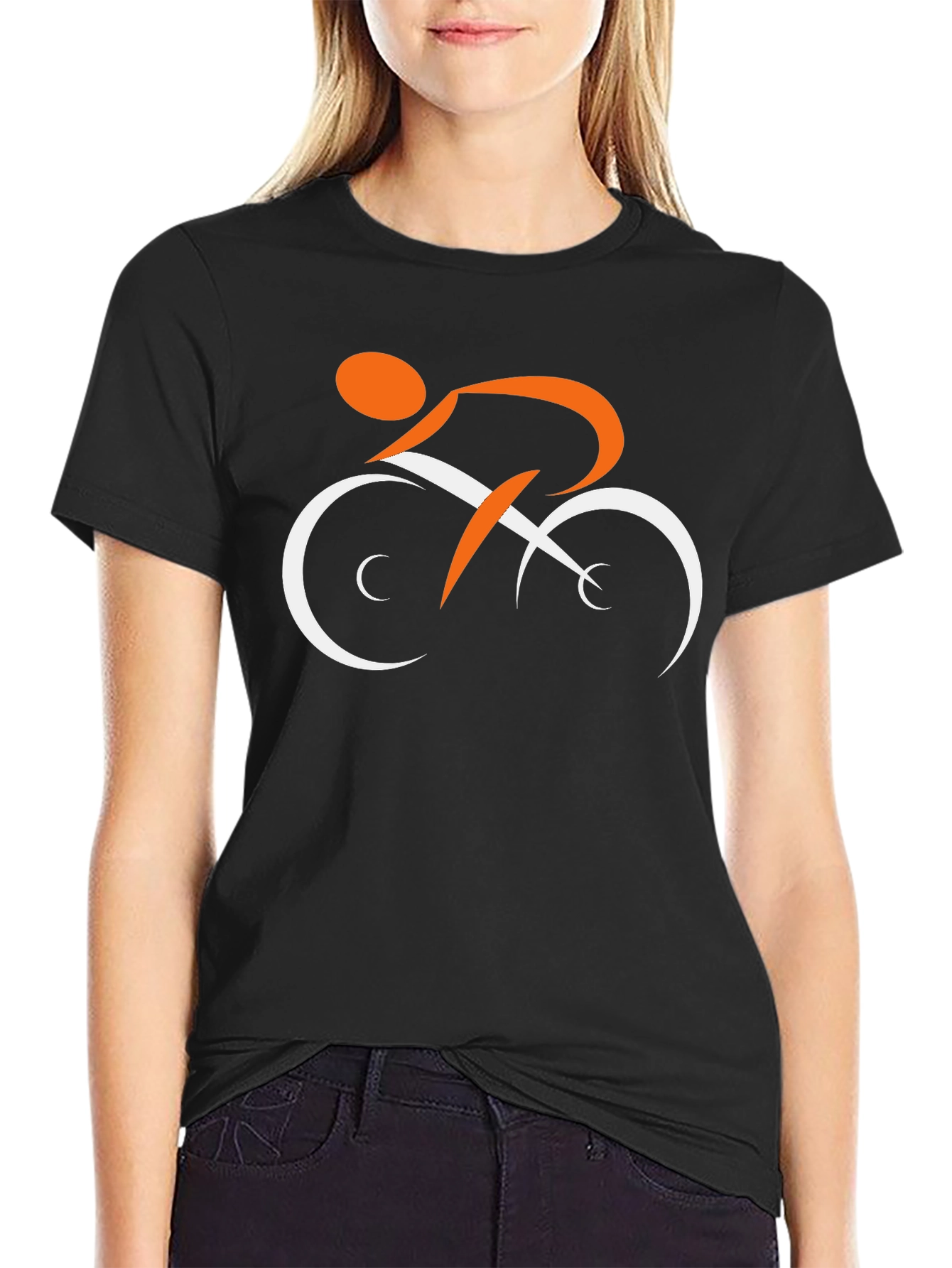 Stylish Black T-Shirt with Cyclist Graphic
