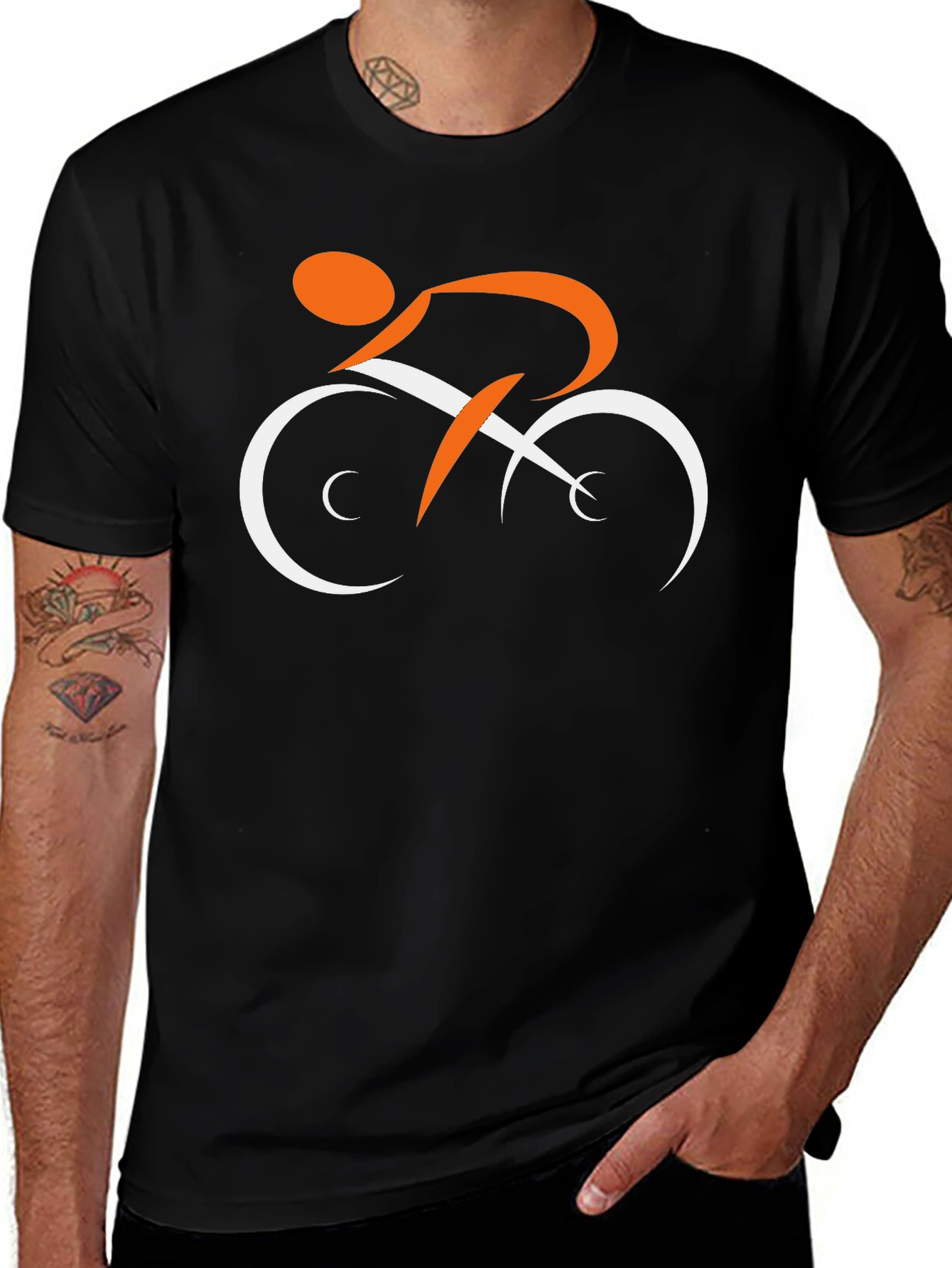 Stylish Black T-Shirt with Cyclist Graphic